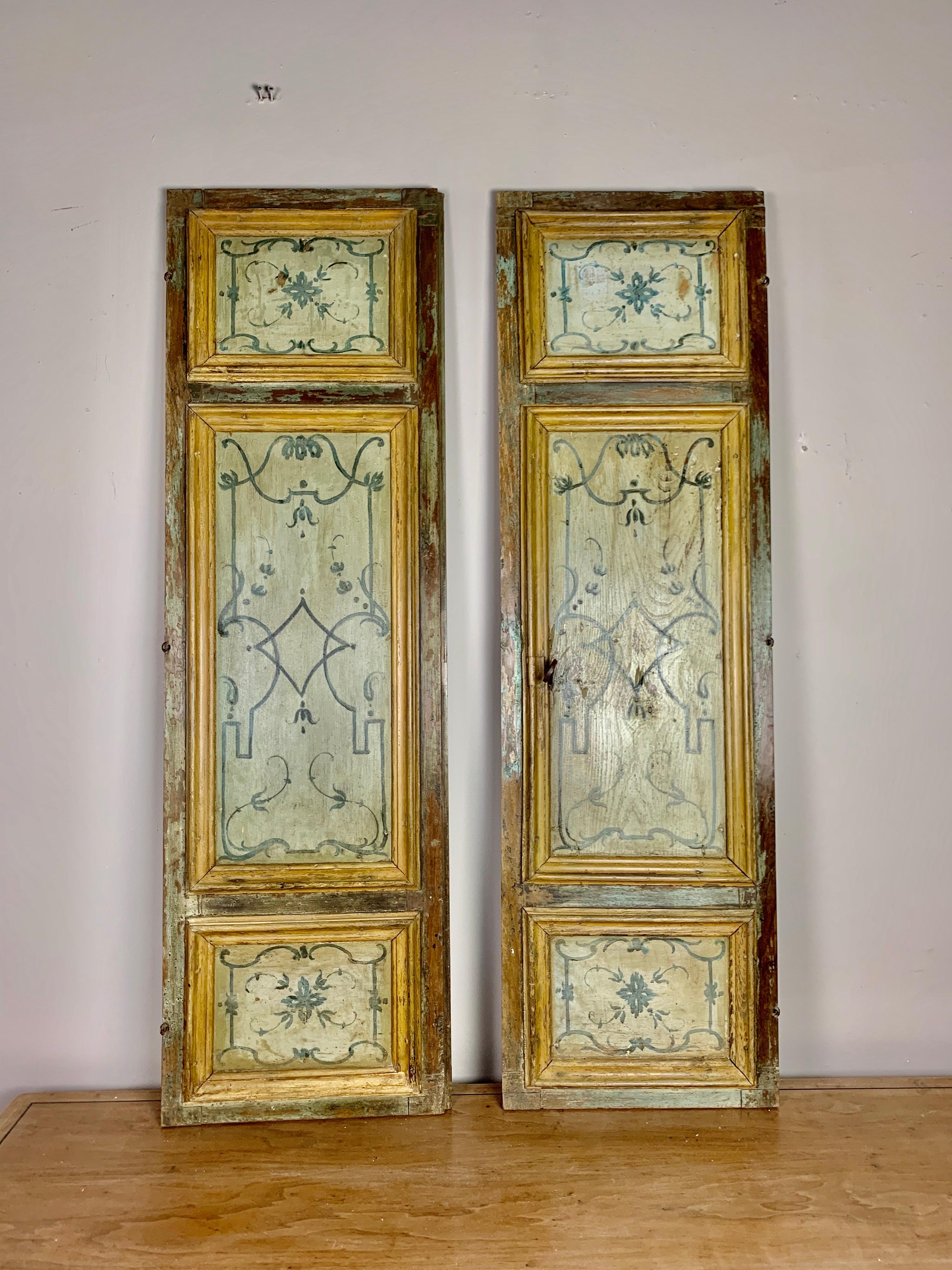 Pair of 19th Century Italian Tuscan Style 19th Century Panels In Distressed Condition In Los Angeles, CA