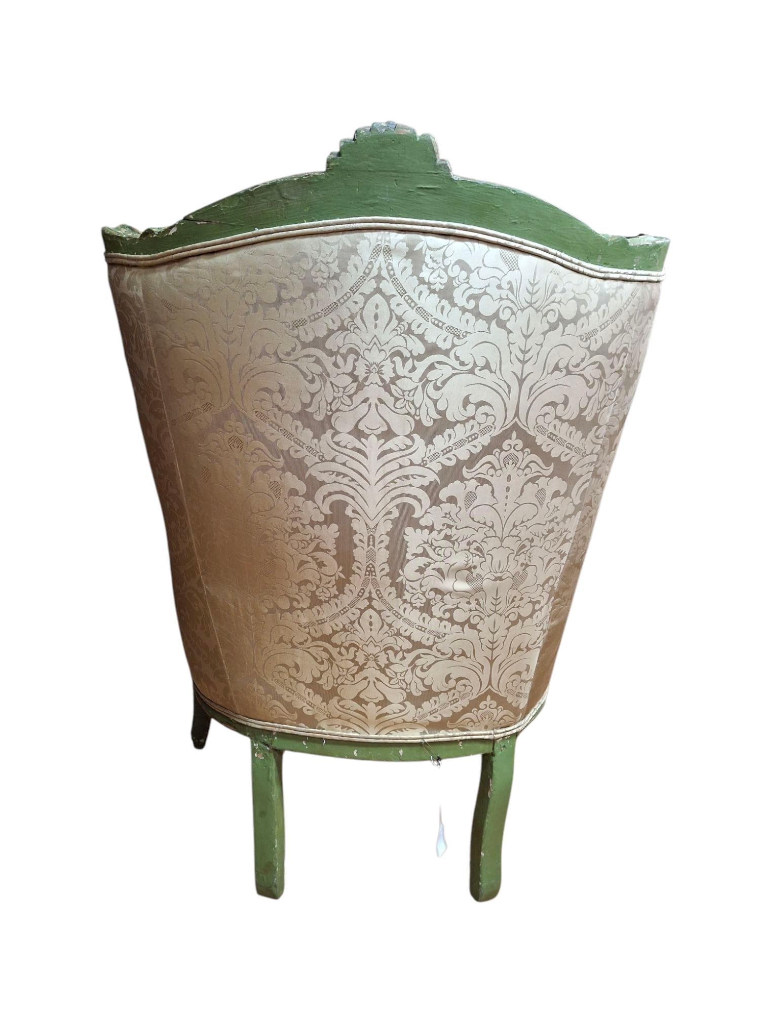 Pair of 19th C. Louis XV Style Wingback Armchairs For Sale 4