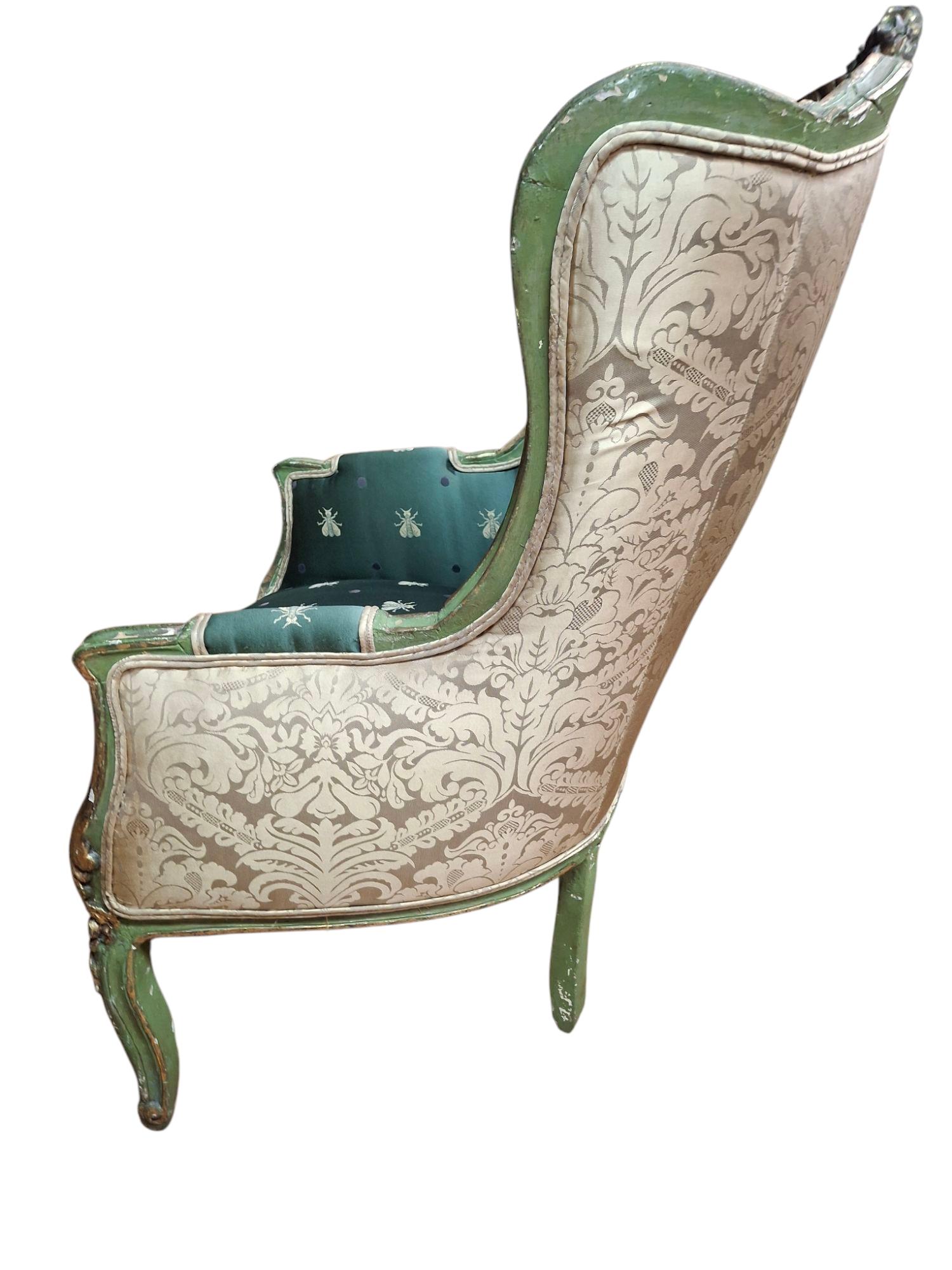 Pair of 19th C. Louis XV Style Wingback Armchairs For Sale 5