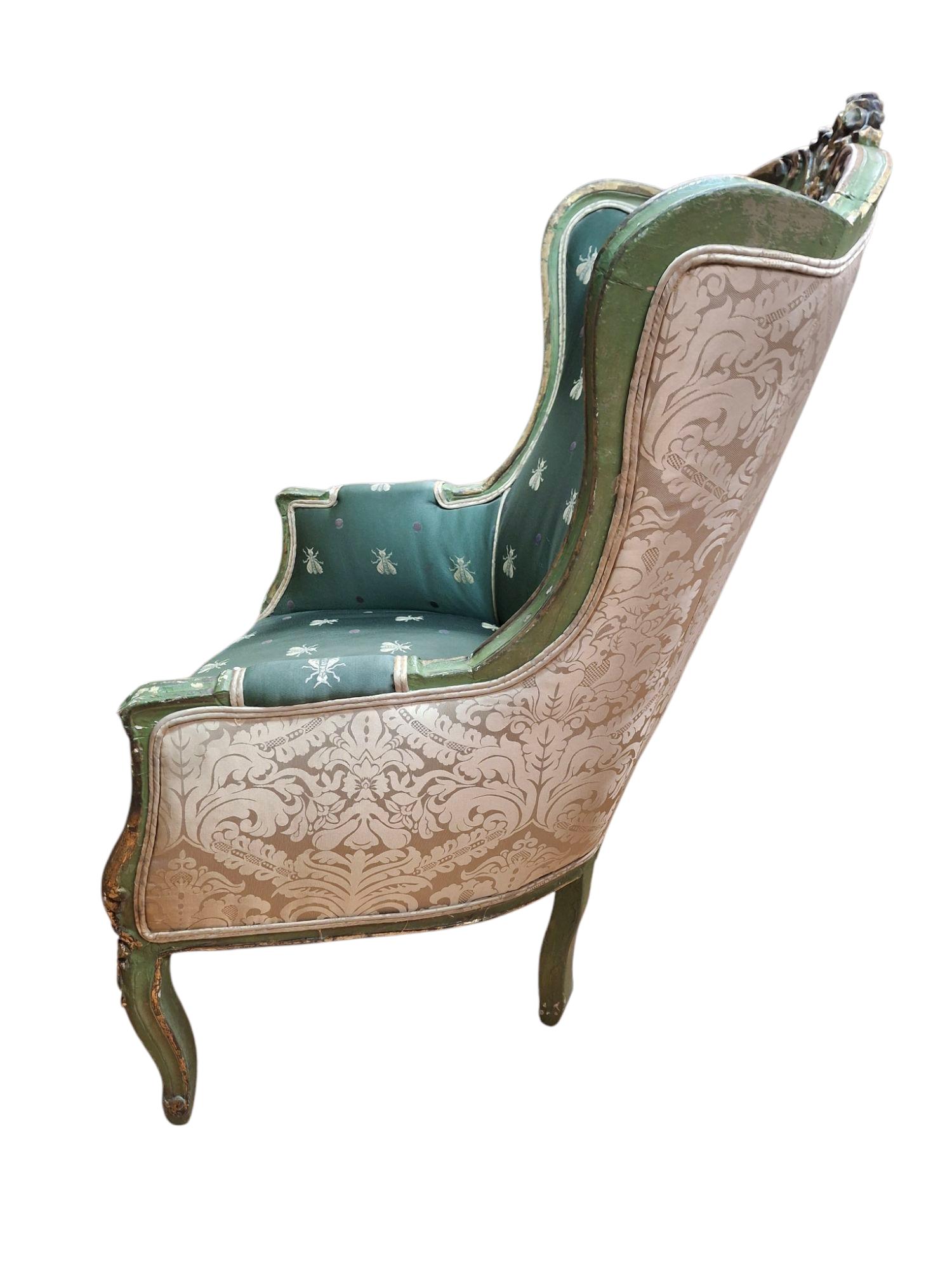 Pair of 19th C. Louis XV Style Wingback Armchairs For Sale 8