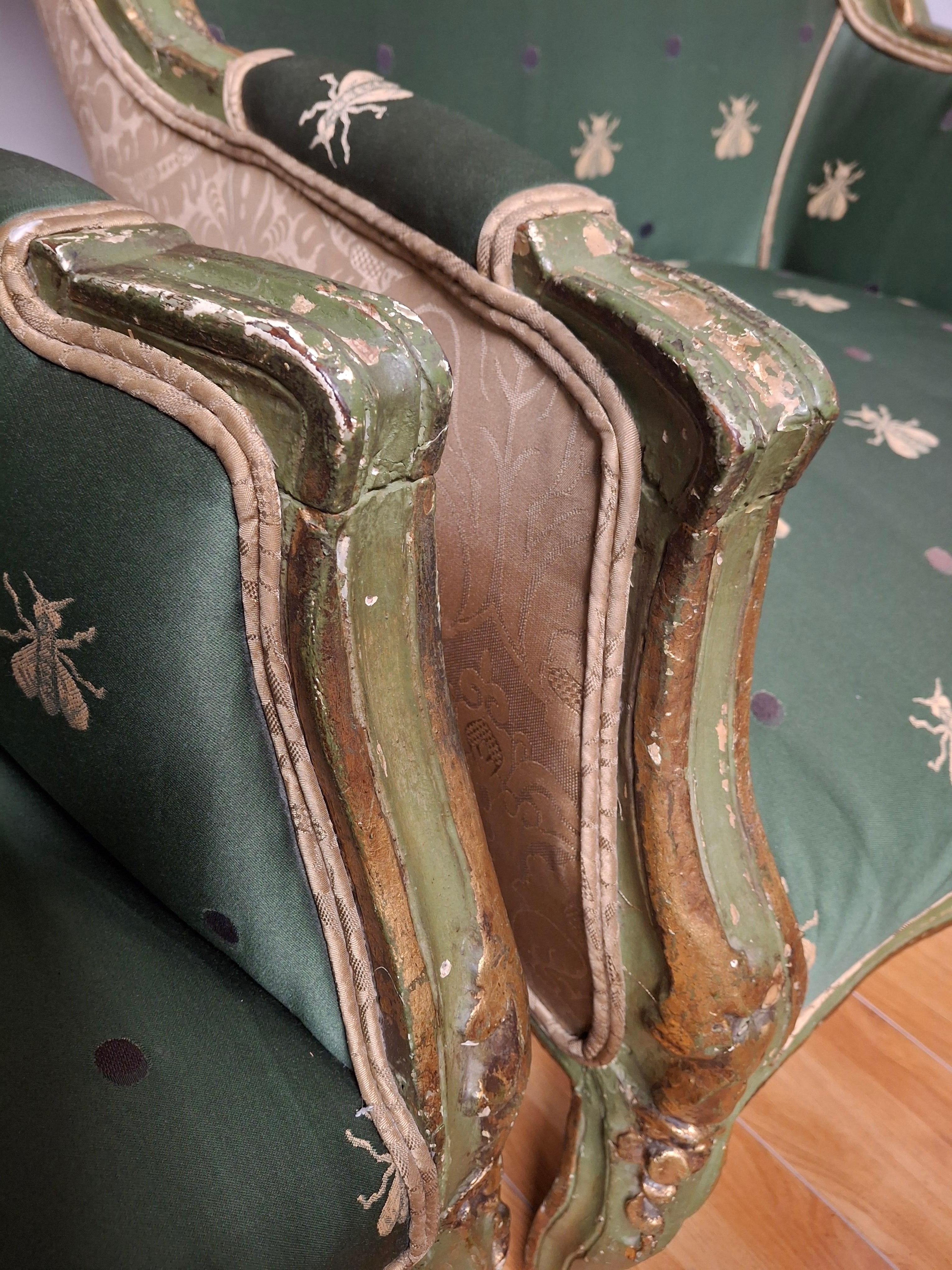 Pair of 19th C. Louis XV Style Wingback Armchairs For Sale 11