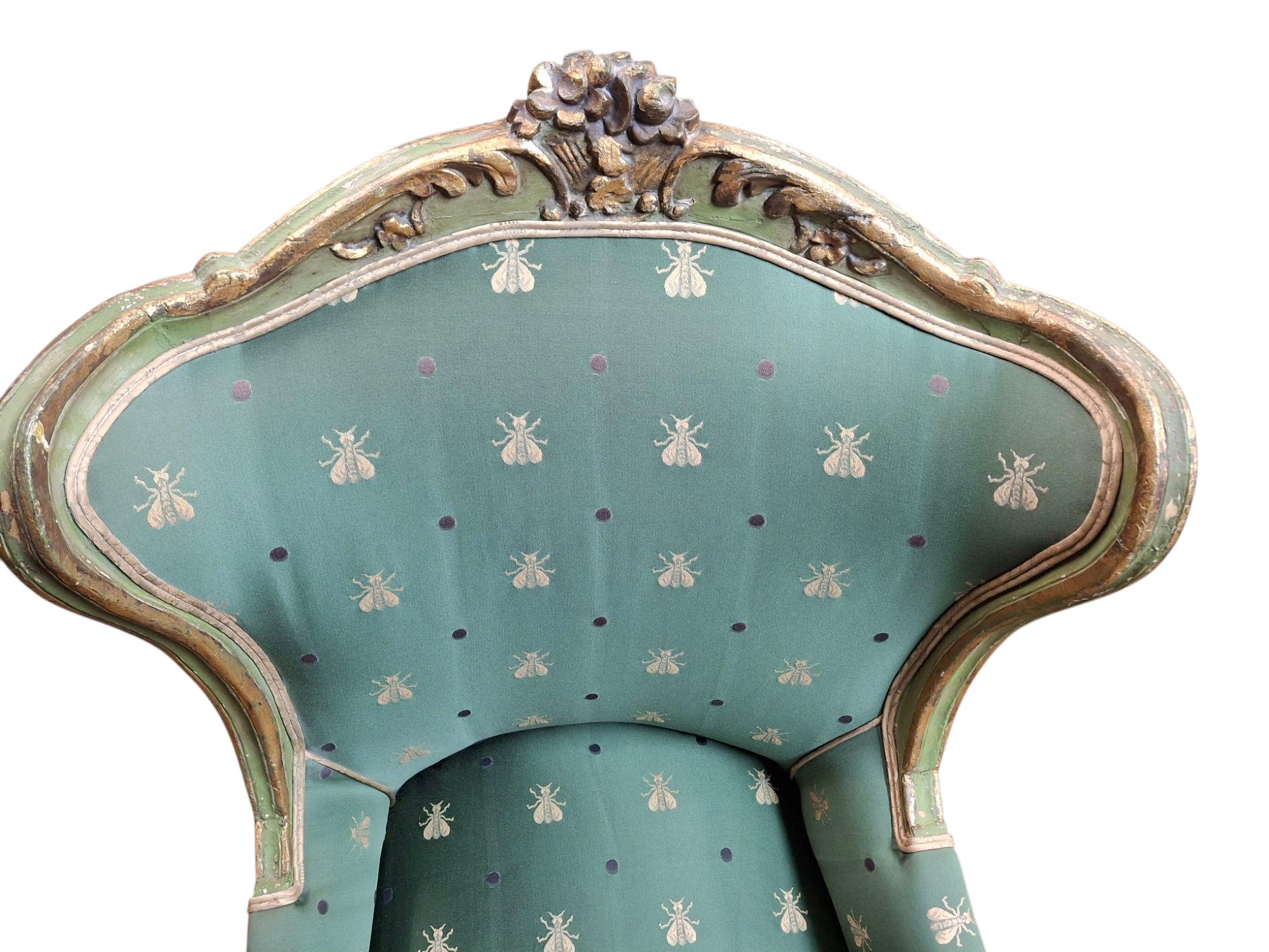 French Pair of 19th C. Louis XV Style Wingback Armchairs For Sale