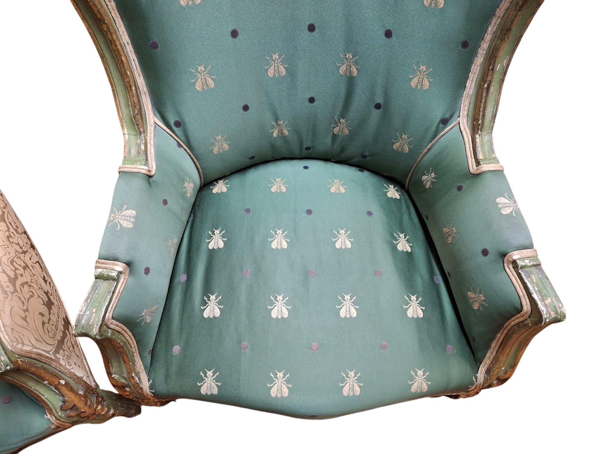 19th Century Pair of 19th C. Louis XV Style Wingback Armchairs For Sale