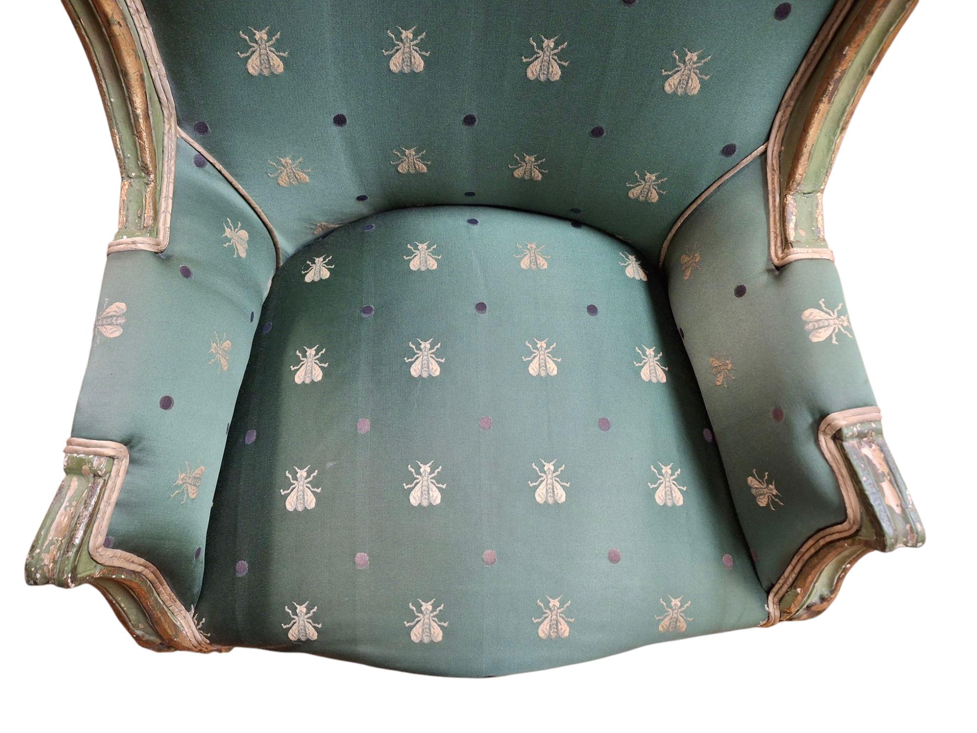 Upholstery Pair of 19th C. Louis XV Style Wingback Armchairs For Sale