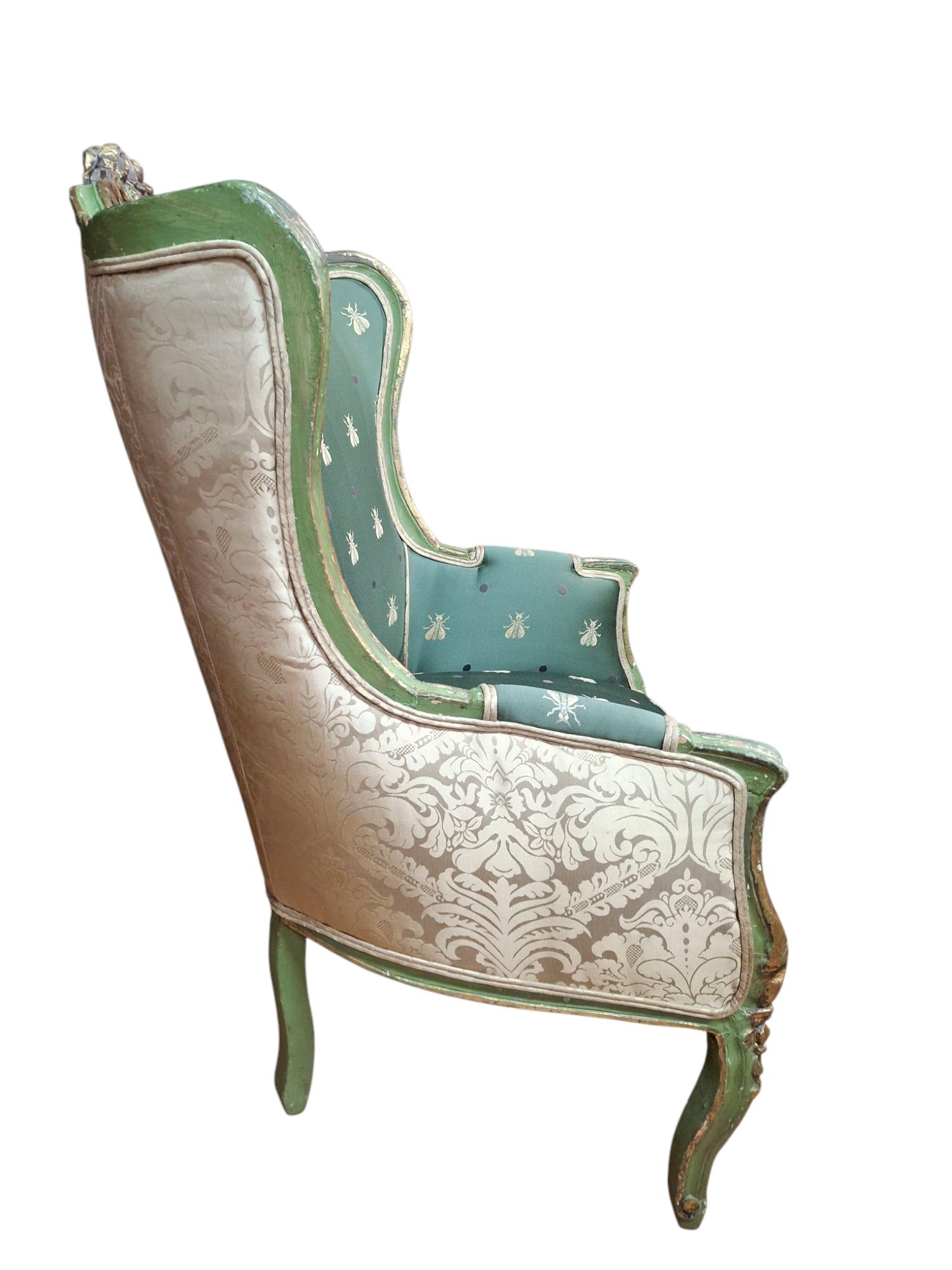 Pair of 19th C. Louis XV Style Wingback Armchairs For Sale 3