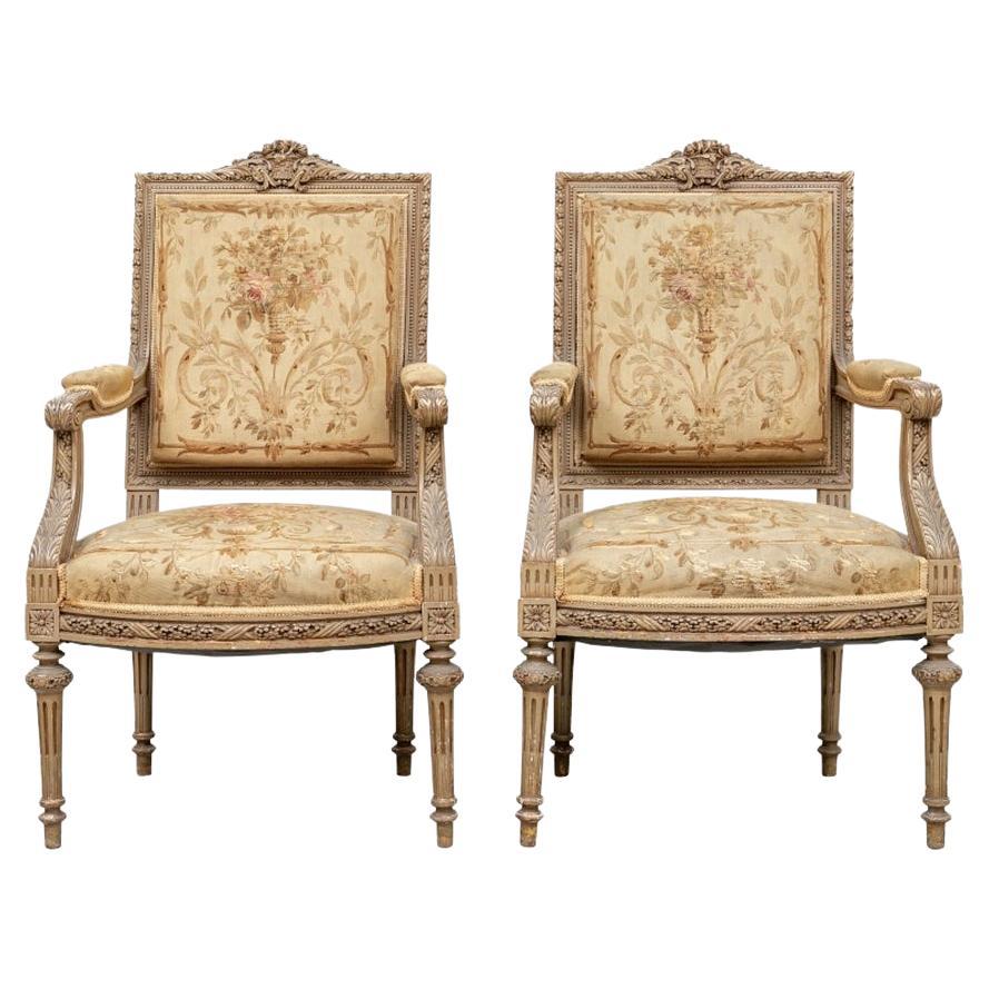 Paar Fauteuils im Louis-XVI.-Stil des 19. Jahrhunderts