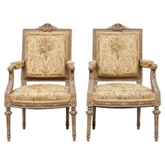 Paire de fauteuils de style Louis XVI du 19ème siècle