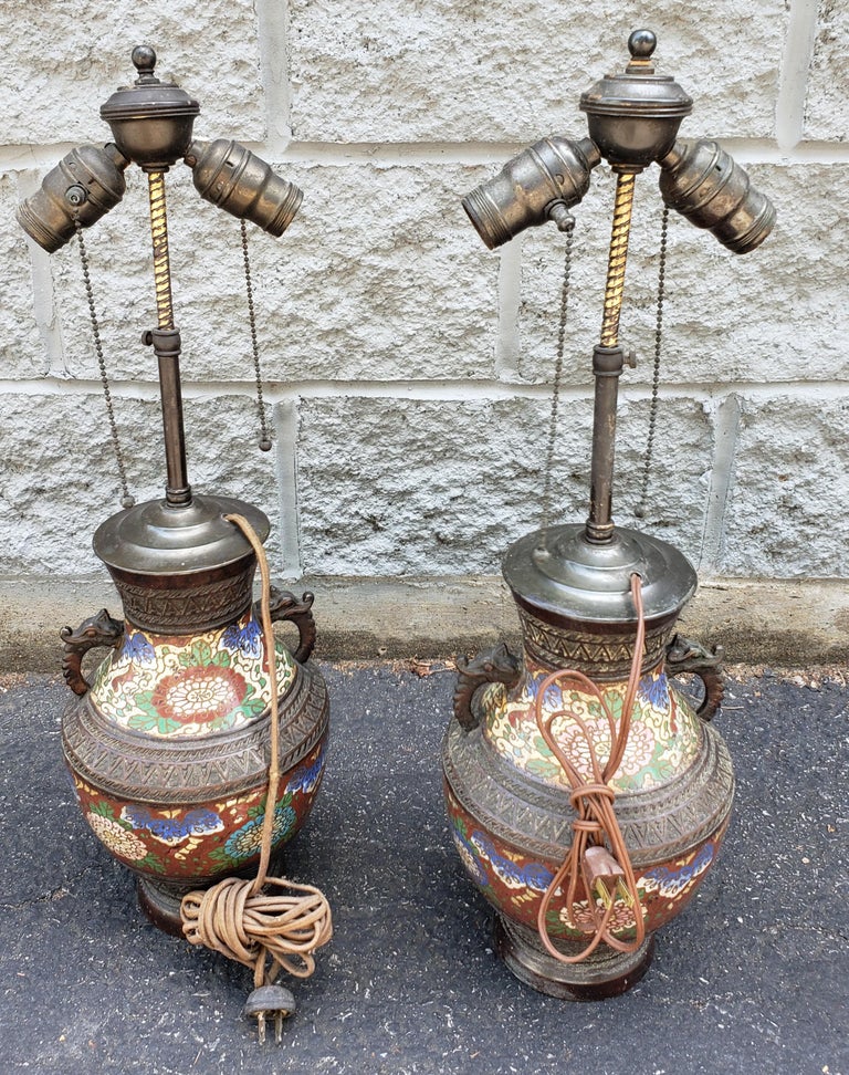 Paire De Lampes En Faïence Vernissée, Vers 1970