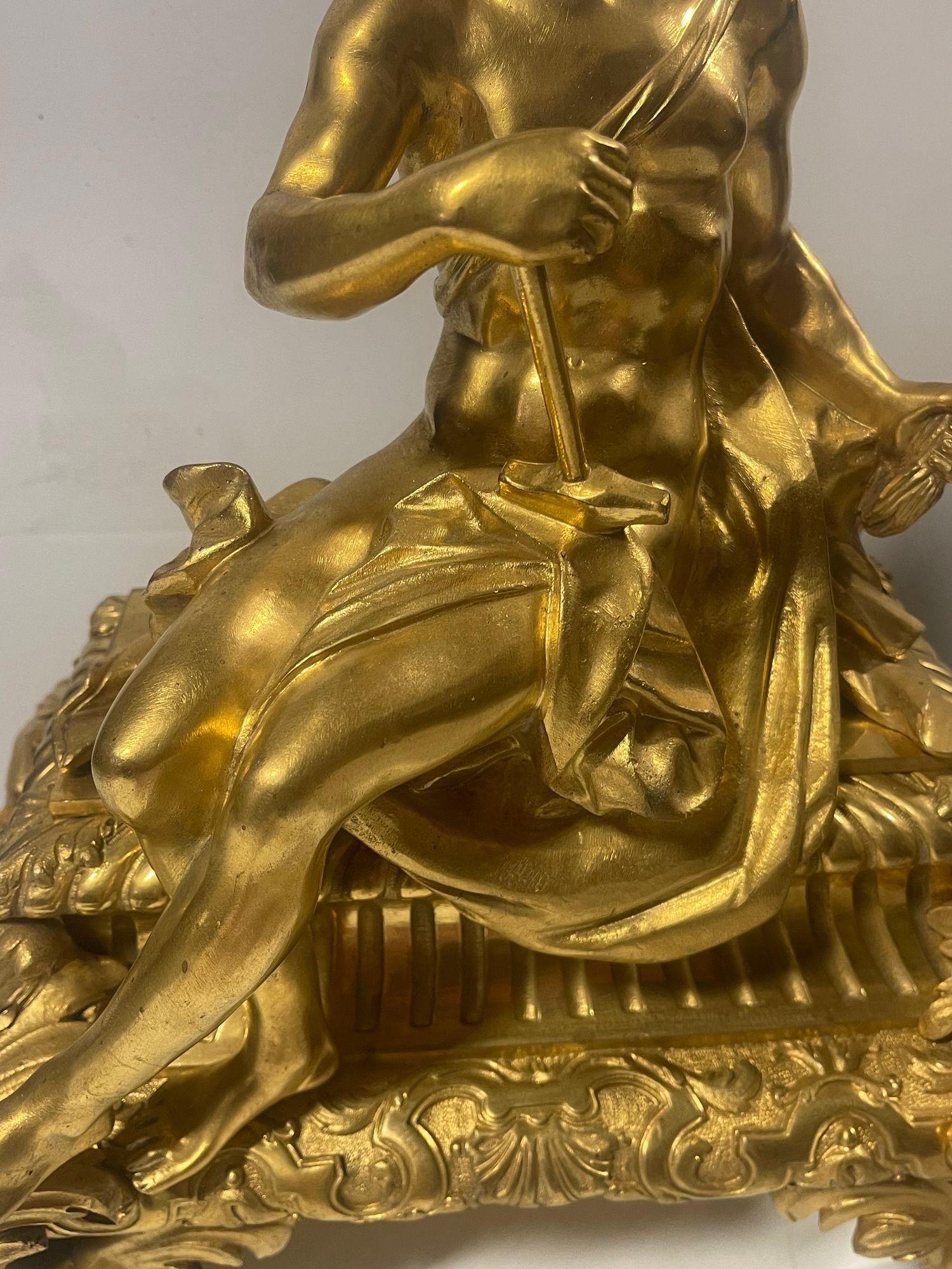 Pareja de esculturas mitológicas de bronce de Salacia y Hefesto, S. XIX, de H. Vian en venta 4