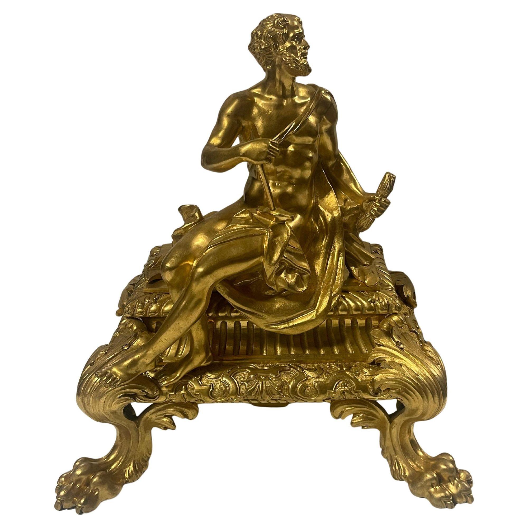 Pareja de esculturas mitológicas de bronce de Salacia y Hefesto, S. XIX, de H. Vian Francés en venta