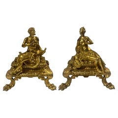 Paire de sculptures mythologiques en bronze du 19e siècle représentant Salacia et Hephaestus par H Vian