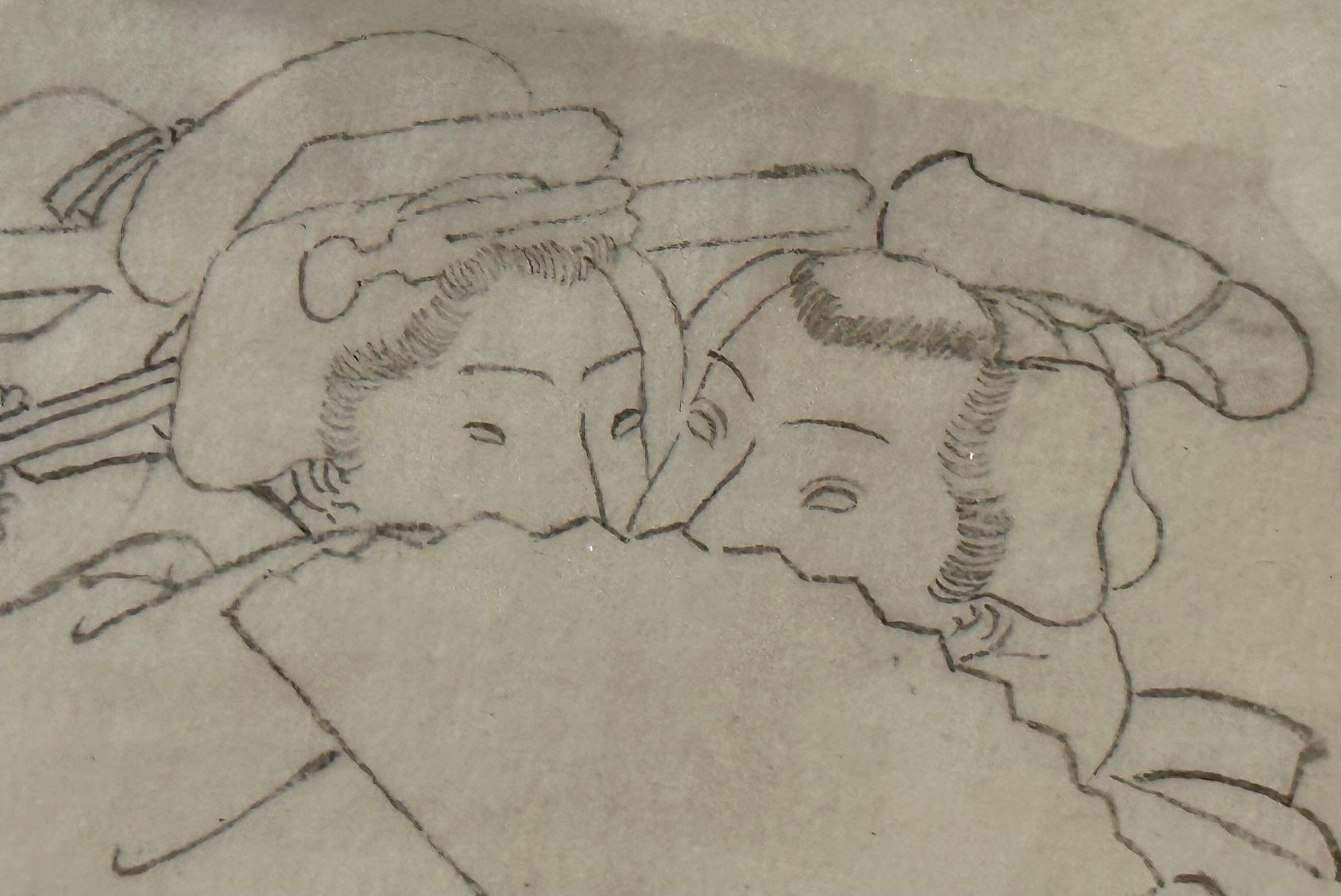 Orientalische Shunga-Zeichnungen des 19. Jahrhunderts, Loving Couple, signiert und datiert, Paar 7