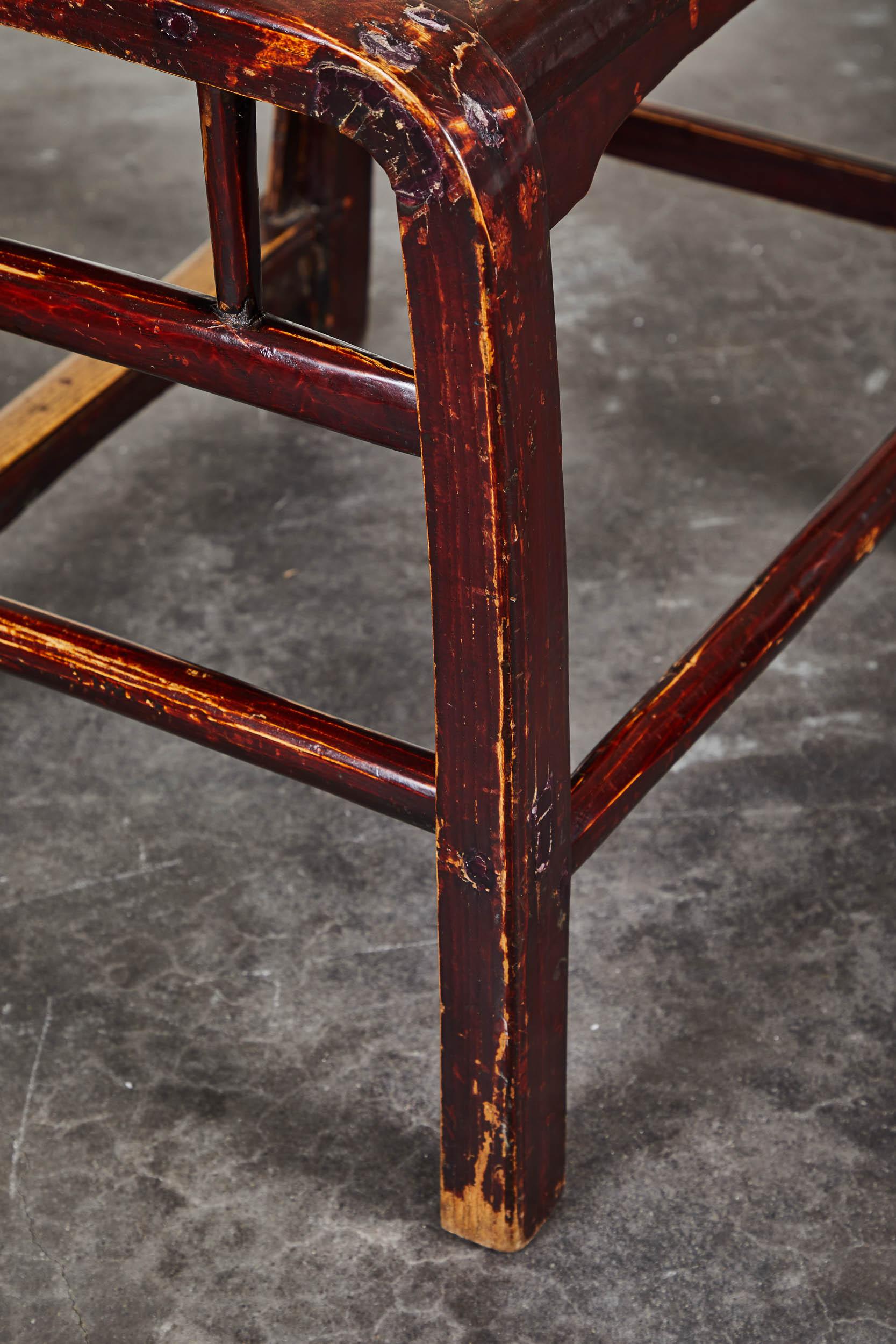 Chinese Export Pair of 19th Century Oxblood Chinese Horseshoe Chairs