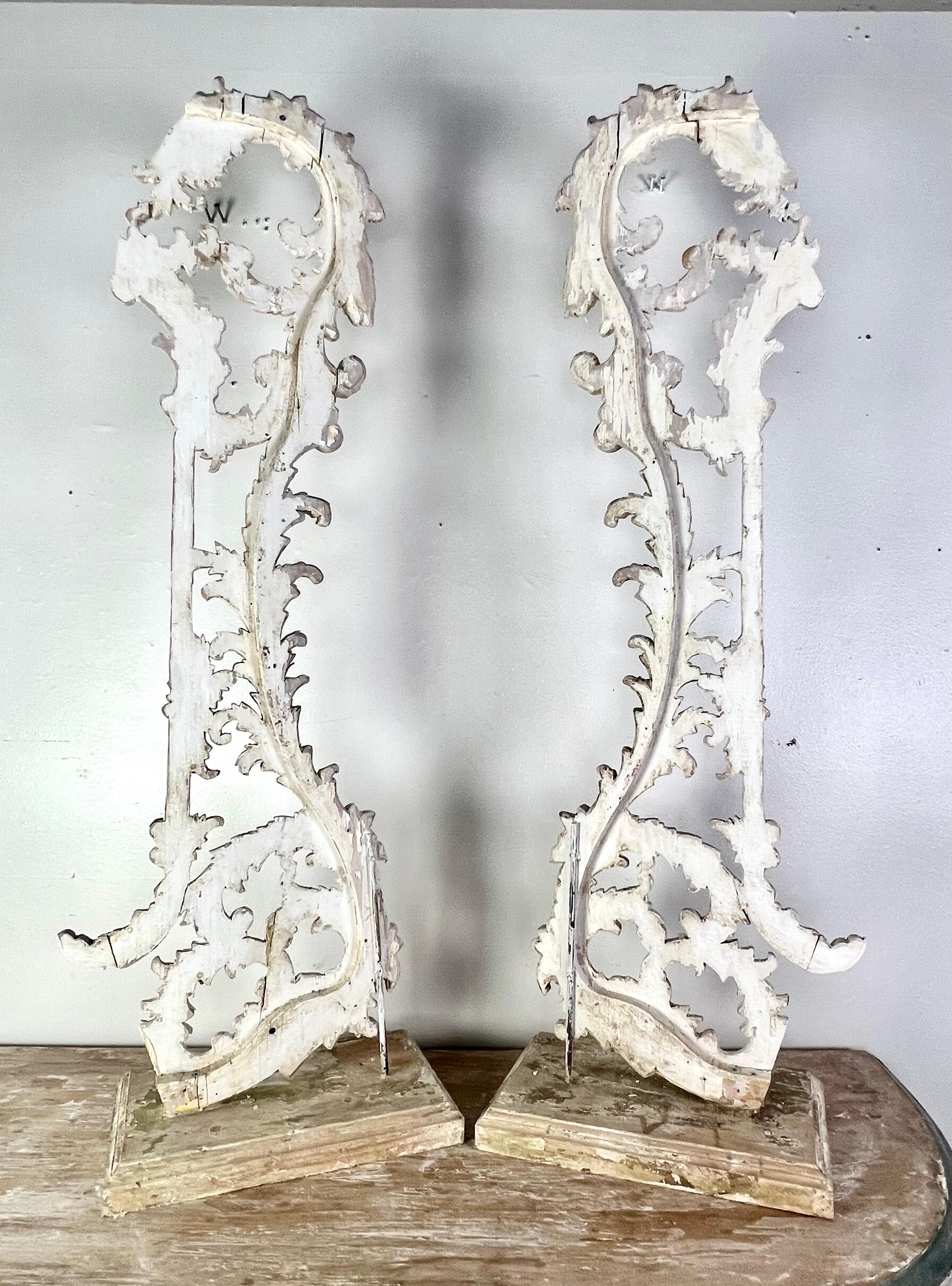Pair of 19th C. Painted Italian Carvings on Bases For Sale 9