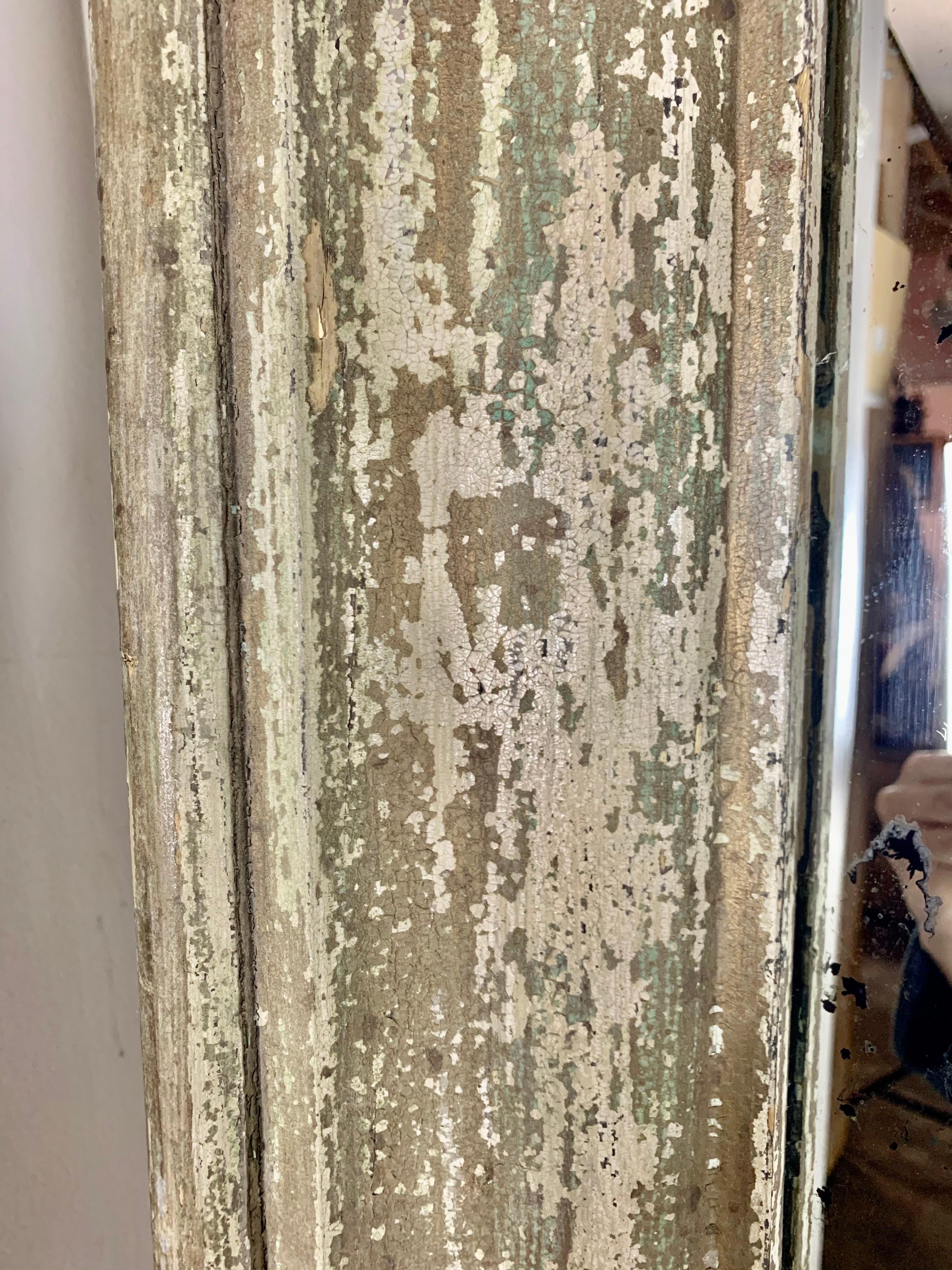 19th Century Painted Monumental Italian Mirror In Distressed Condition In Los Angeles, CA