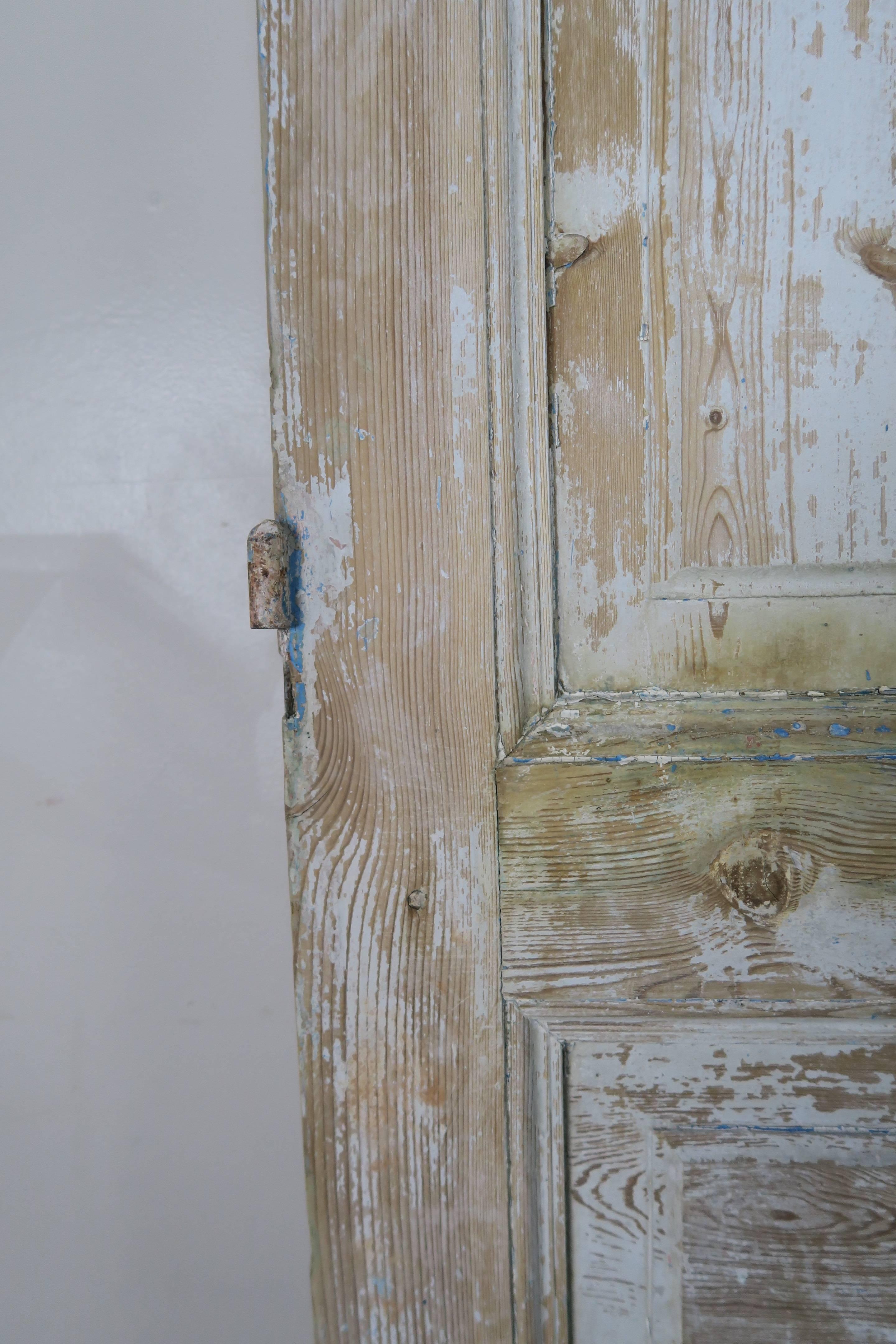 Pair of 19th Century Painted Pine Doors In Distressed Condition In Los Angeles, CA