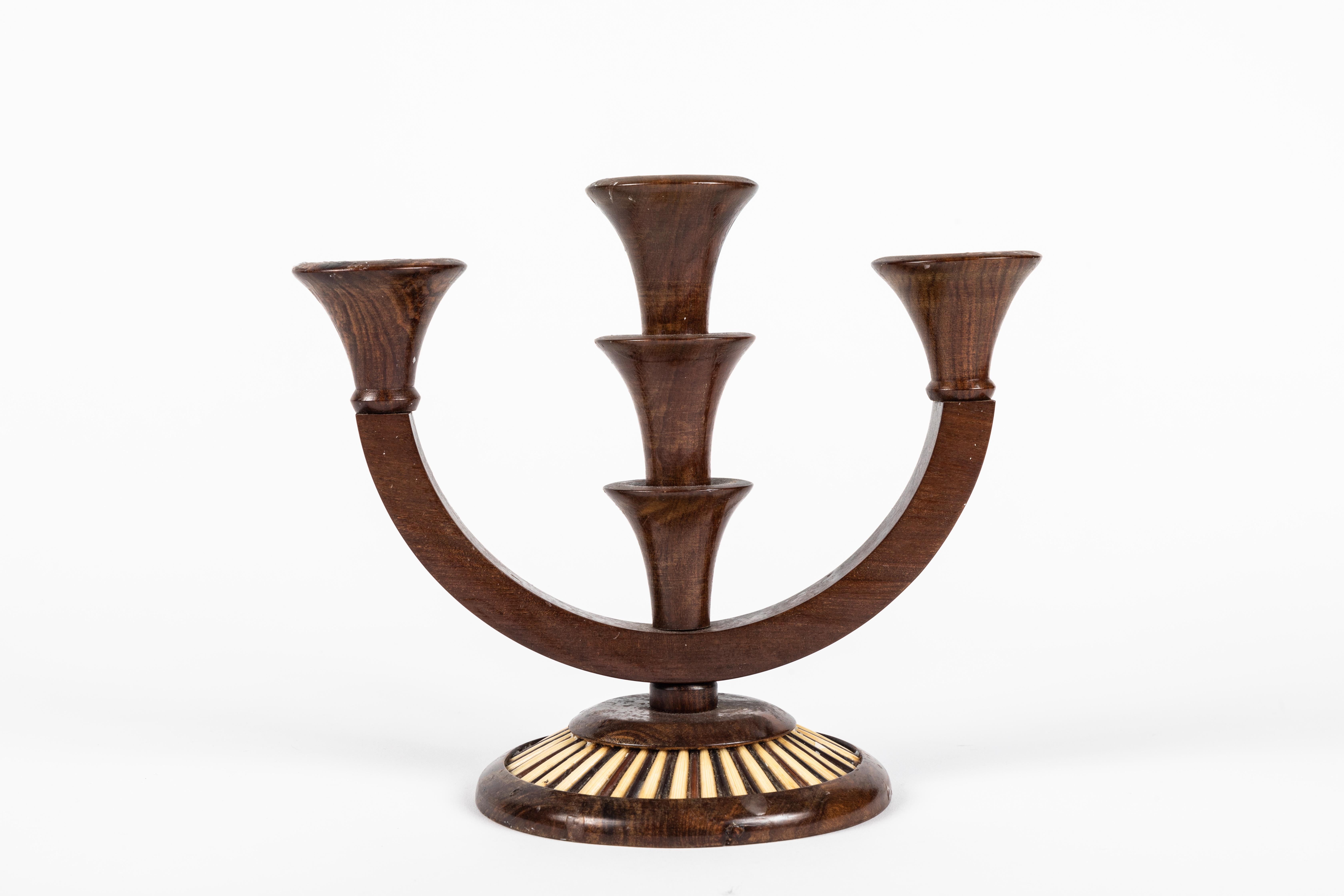 English Pair of 19th Century Rosewood and Quill Candelabra