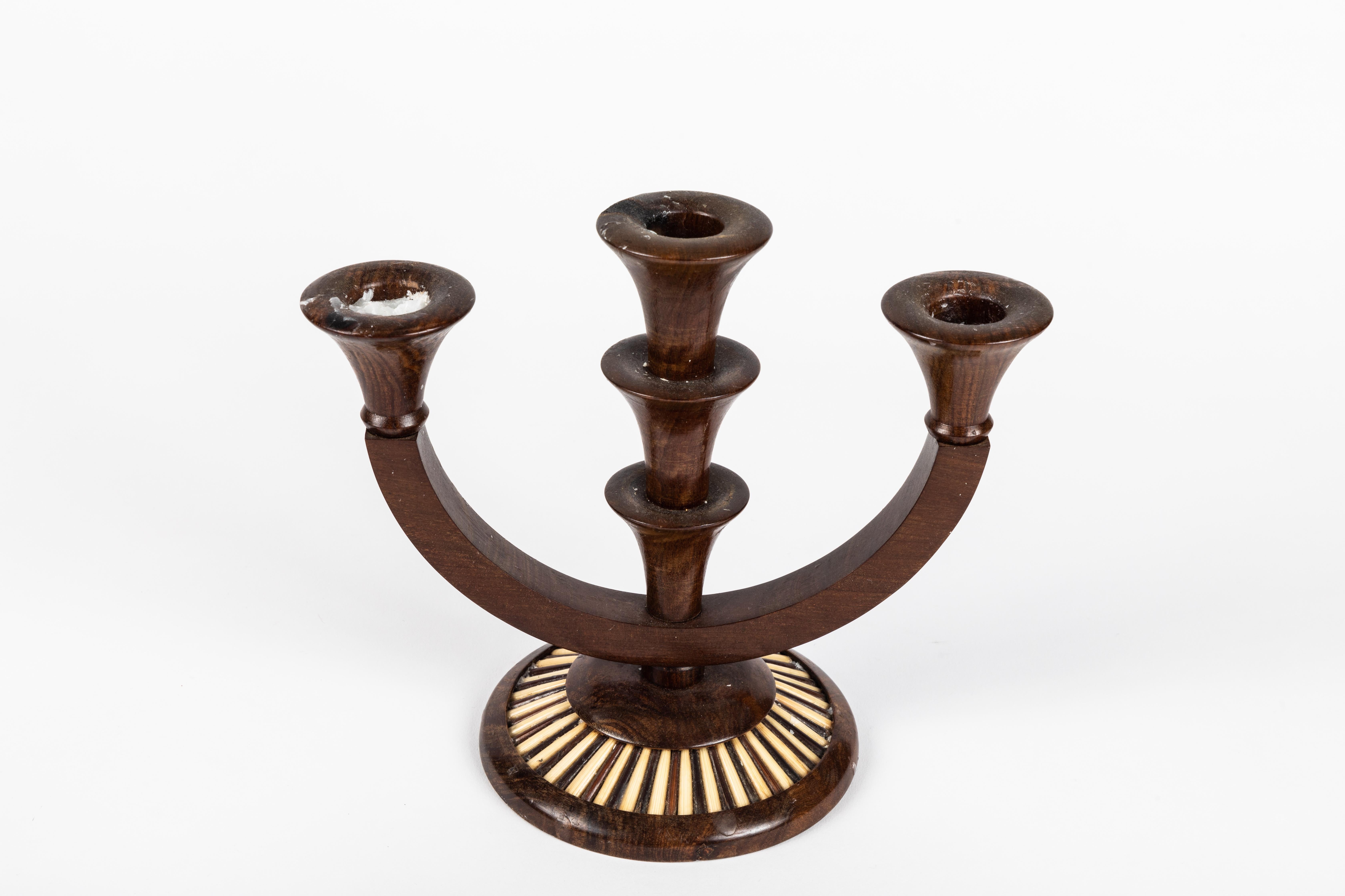 Pair of 19th Century Rosewood and Quill Candelabra In Good Condition In Chicago, IL