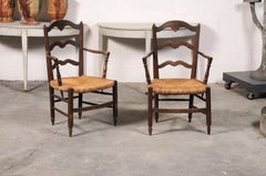 Pair of 19th c. Rush Seat Armchairs from France