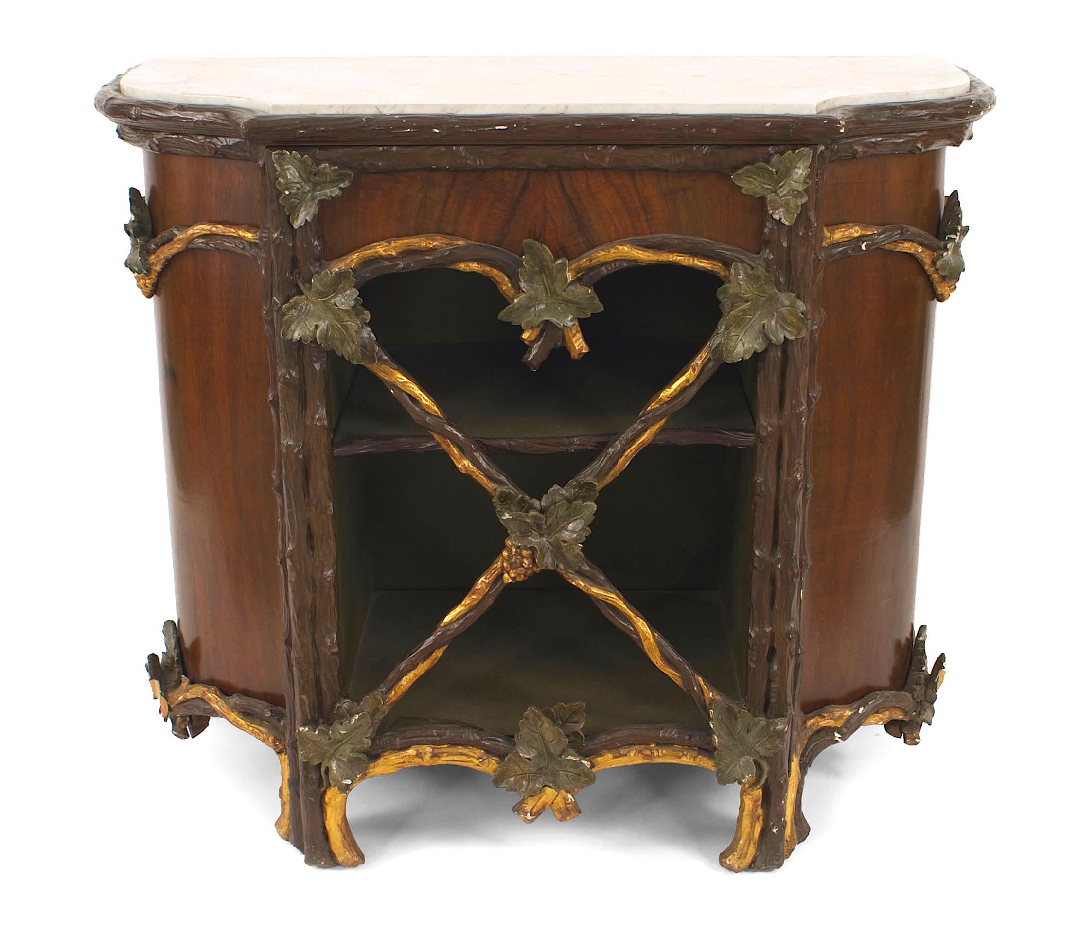 Pair of Rustic Continental Painted and Gilt Commodes In Good Condition For Sale In Queens, NY