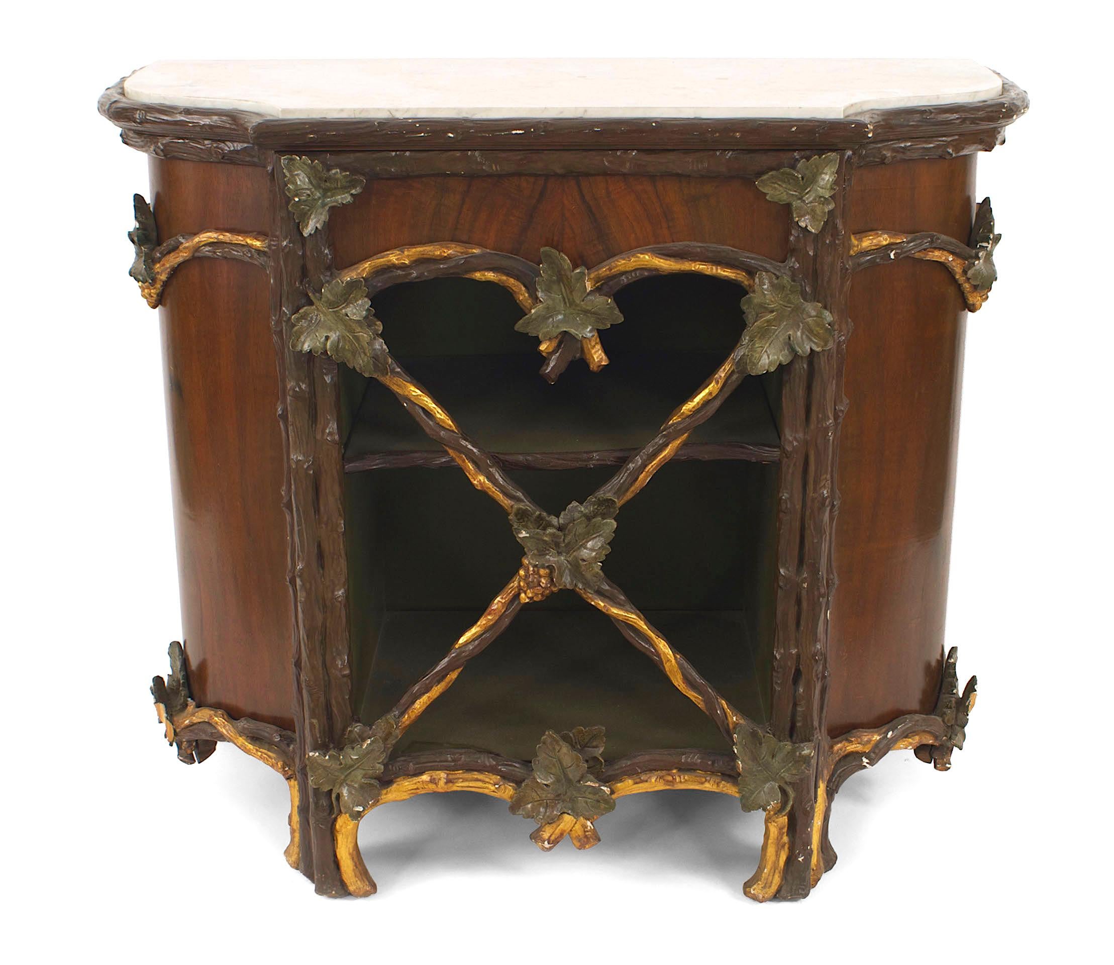 Pair of Rustic Continental Painted and Gilt Commodes In Good Condition For Sale In New York, NY