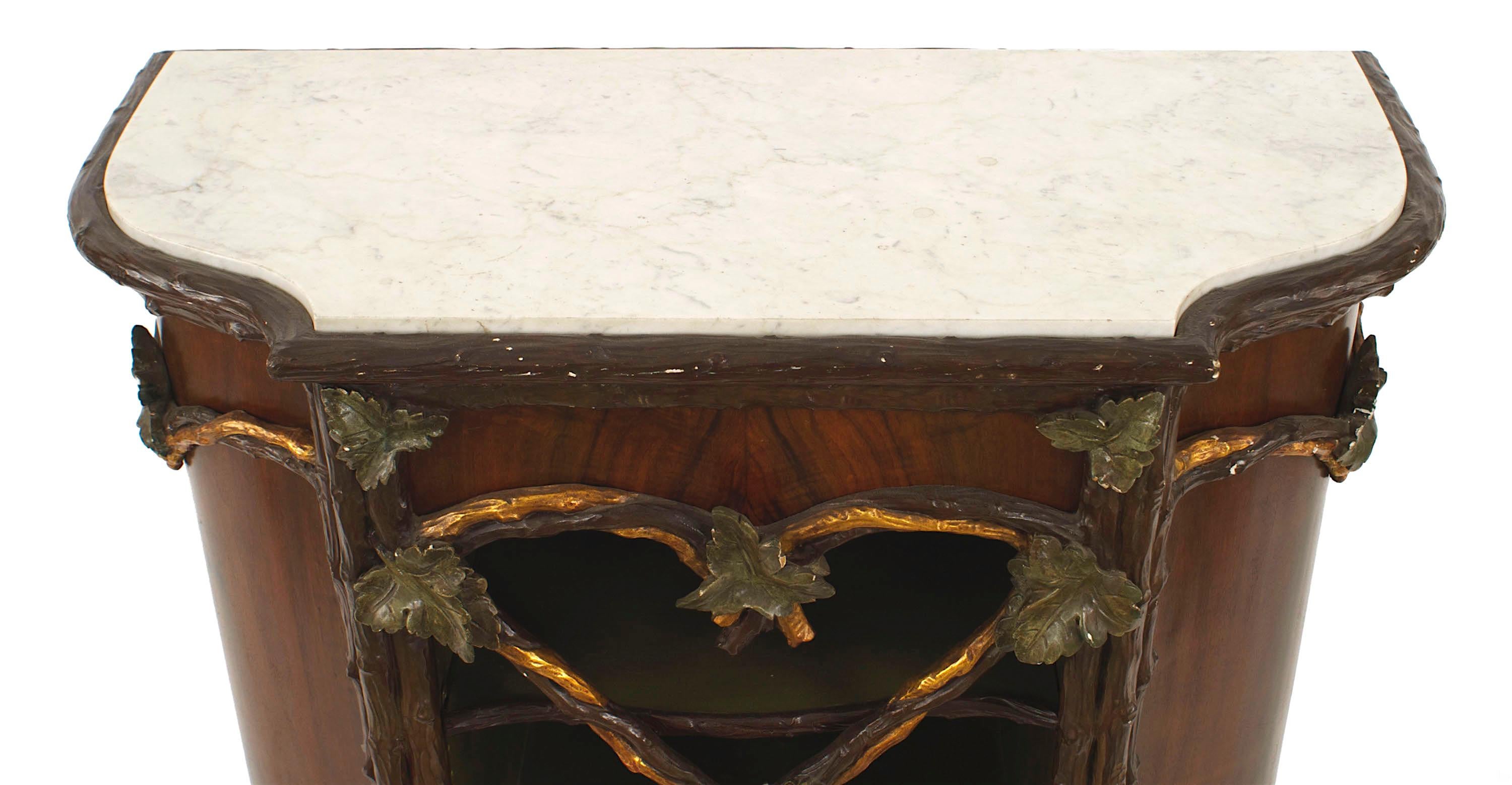 Pair of Rustic Continental Painted and Gilt Commodes For Sale 1