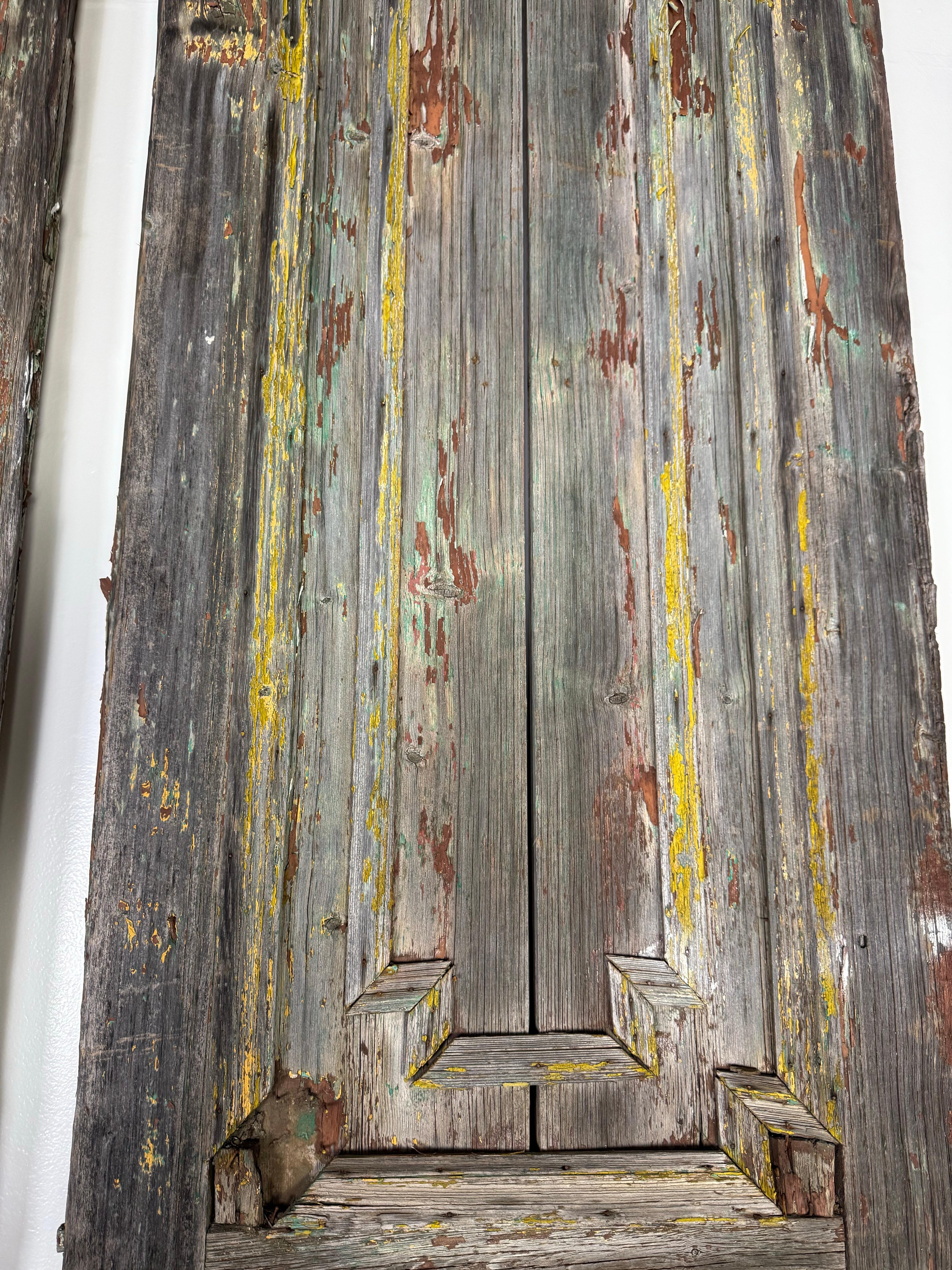 XIX secolo Coppia di porte dipinte in stile rustico del 19° secolo in vendita