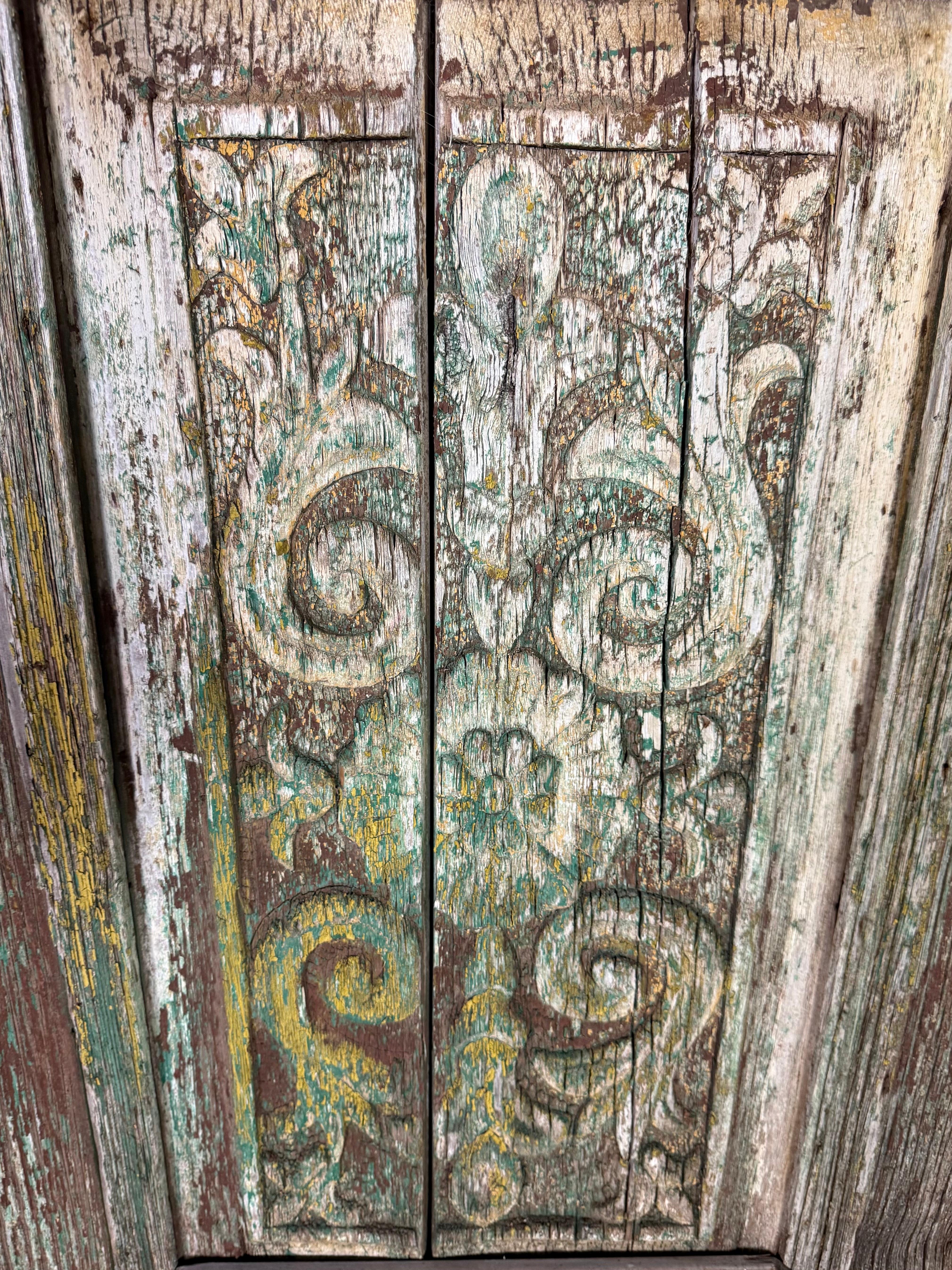 Legno Coppia di porte dipinte in stile rustico del 19° secolo in vendita