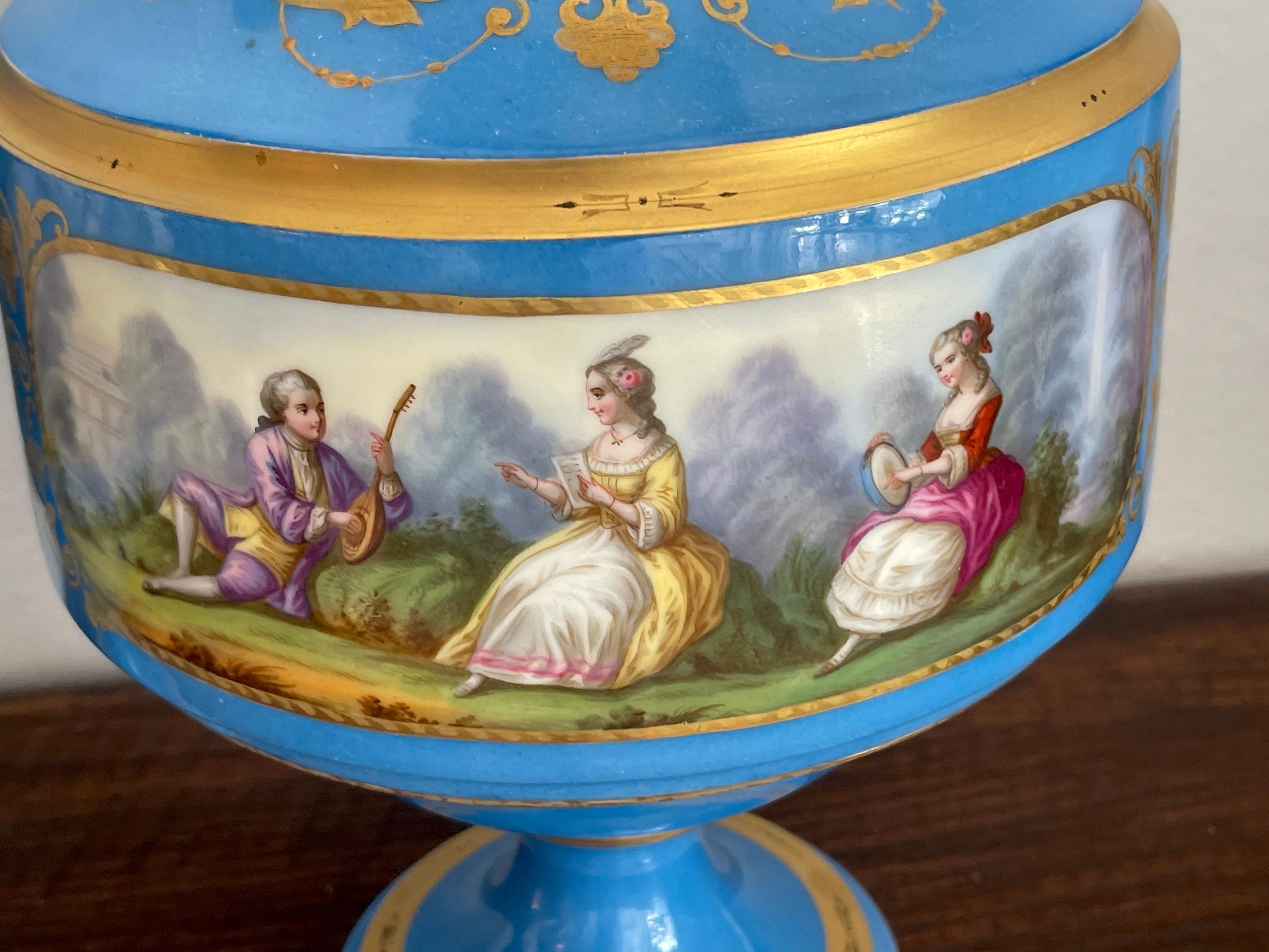 Pair of 19th C Sevres Blue Celeste Portrait Vases In Good Condition In West Palm Beach, FL