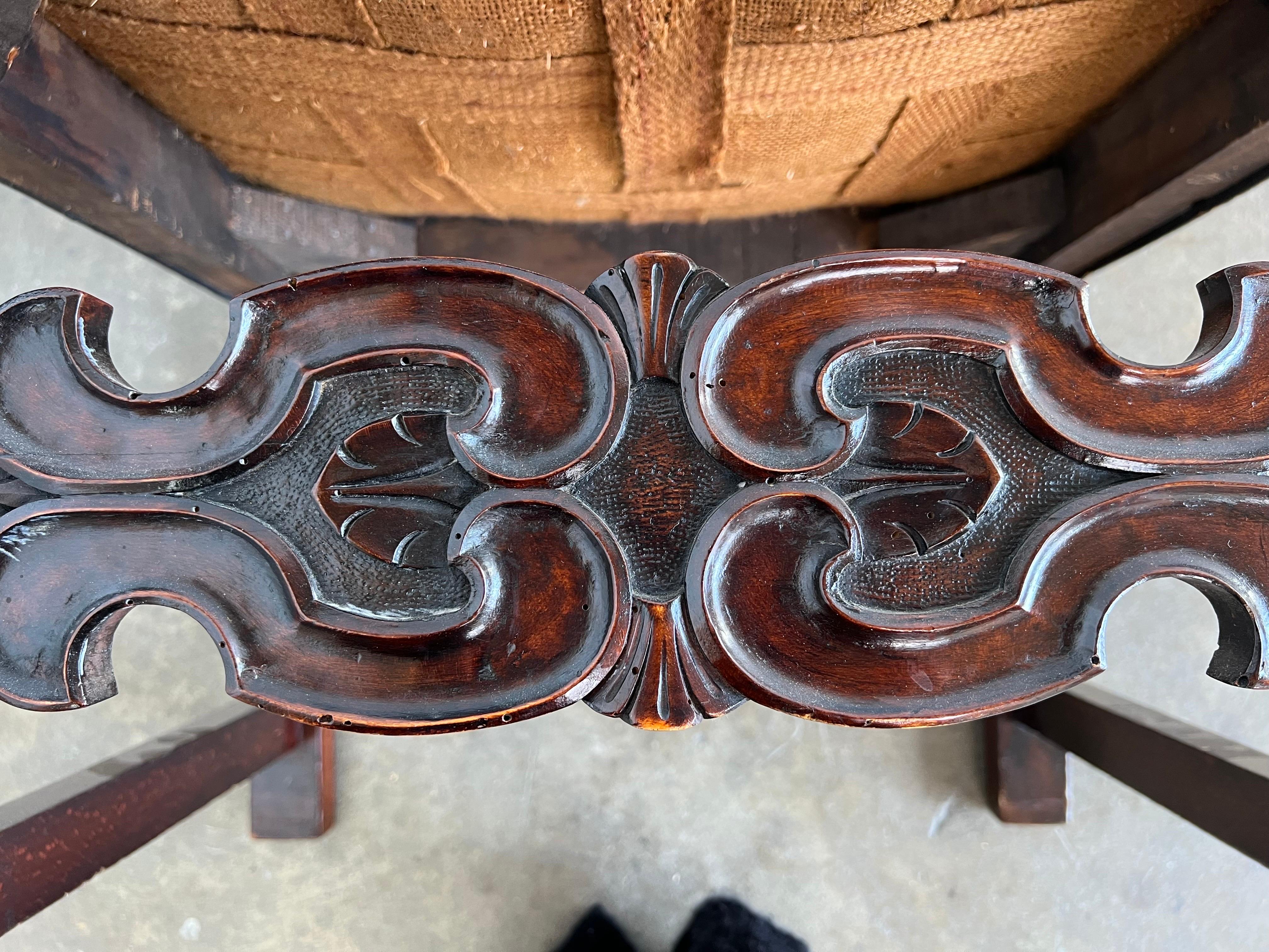 Pair of 19th C. Spanish Leather Armchairs 10