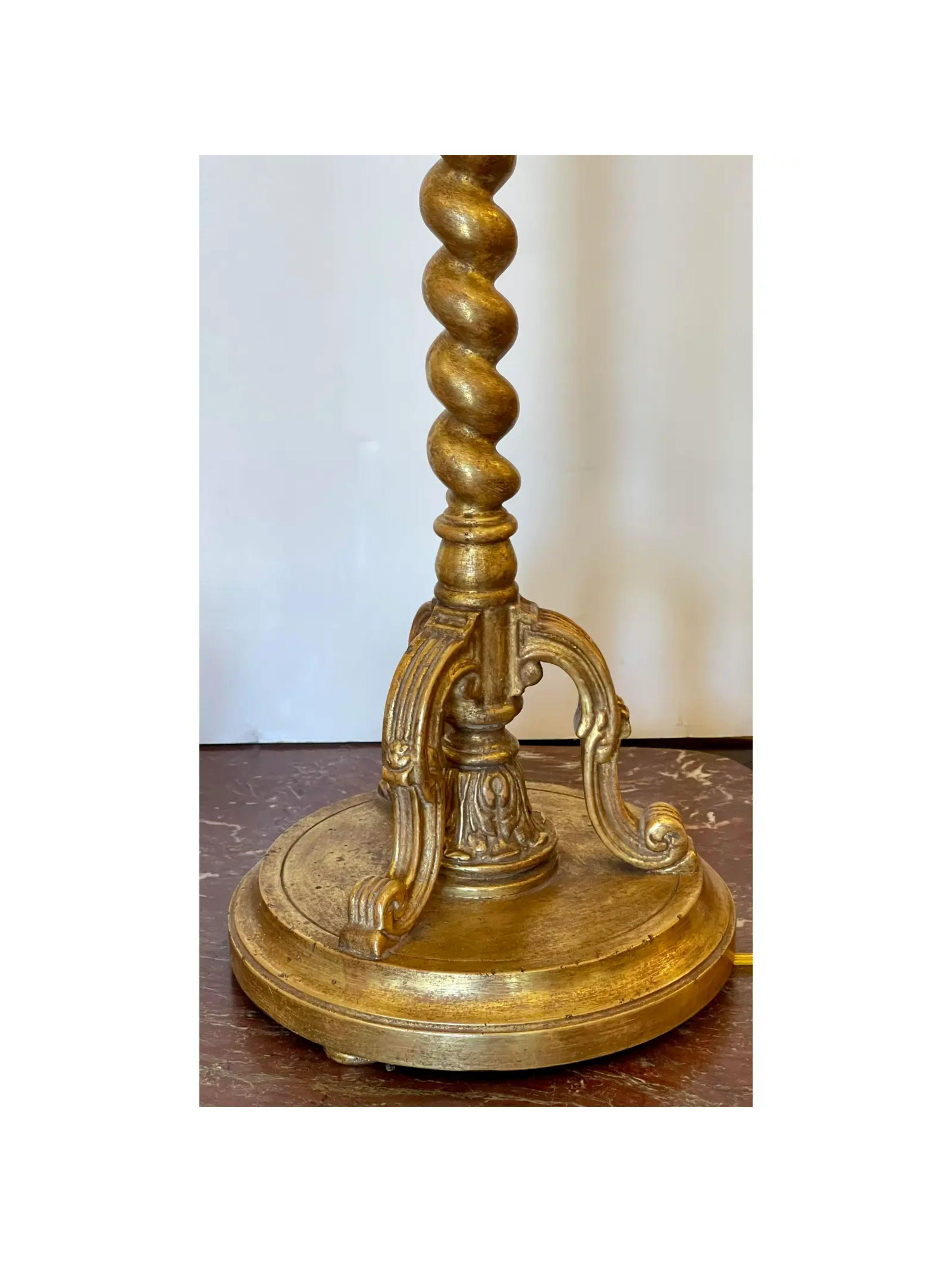 Regency Pair of 19th C Style Giltwood Venetian Rope Table Lamp by Randy Esada Designs For Sale