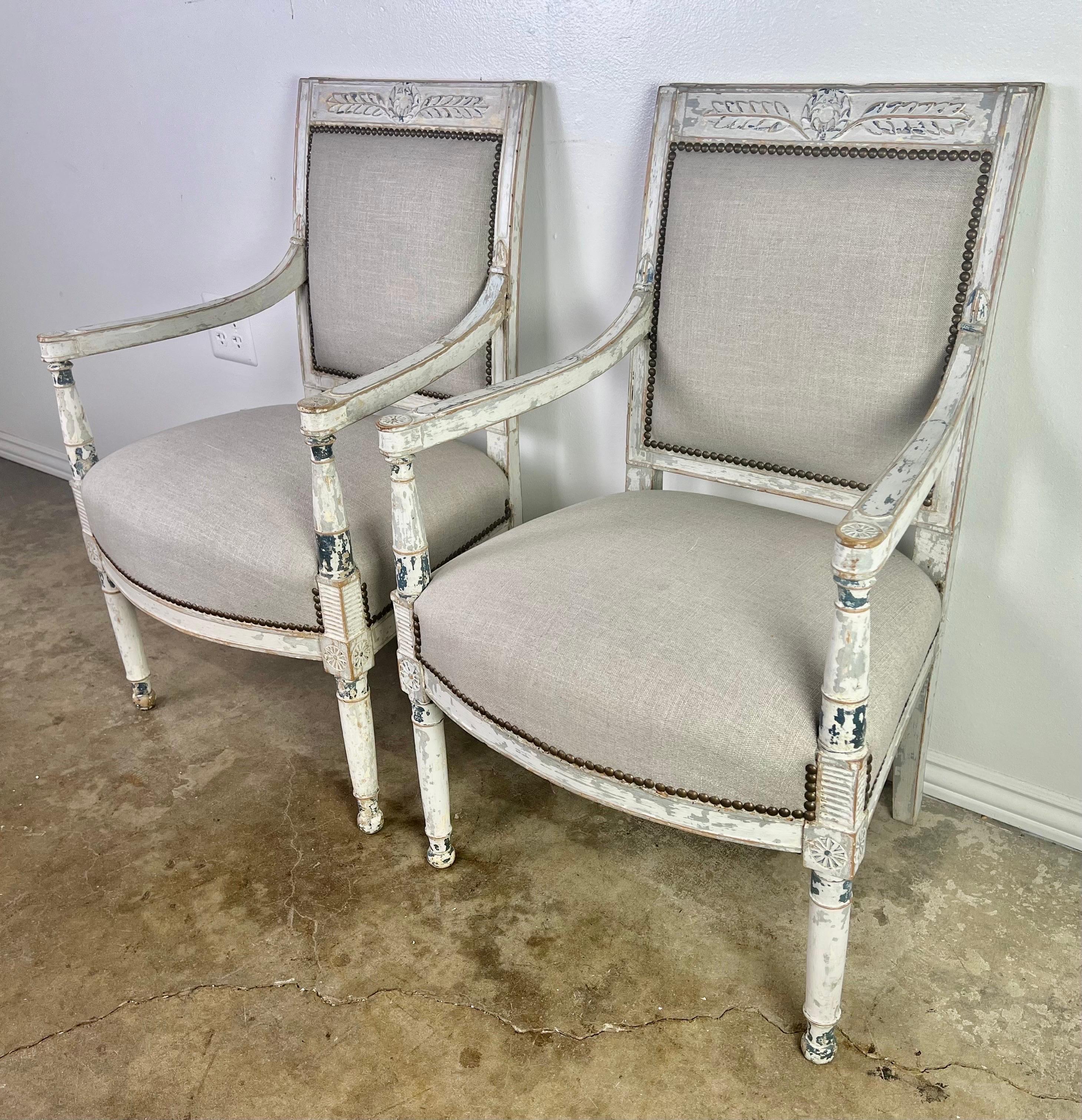 Gustavien Paire de fauteuils suédois du 19ème siècle  en vente