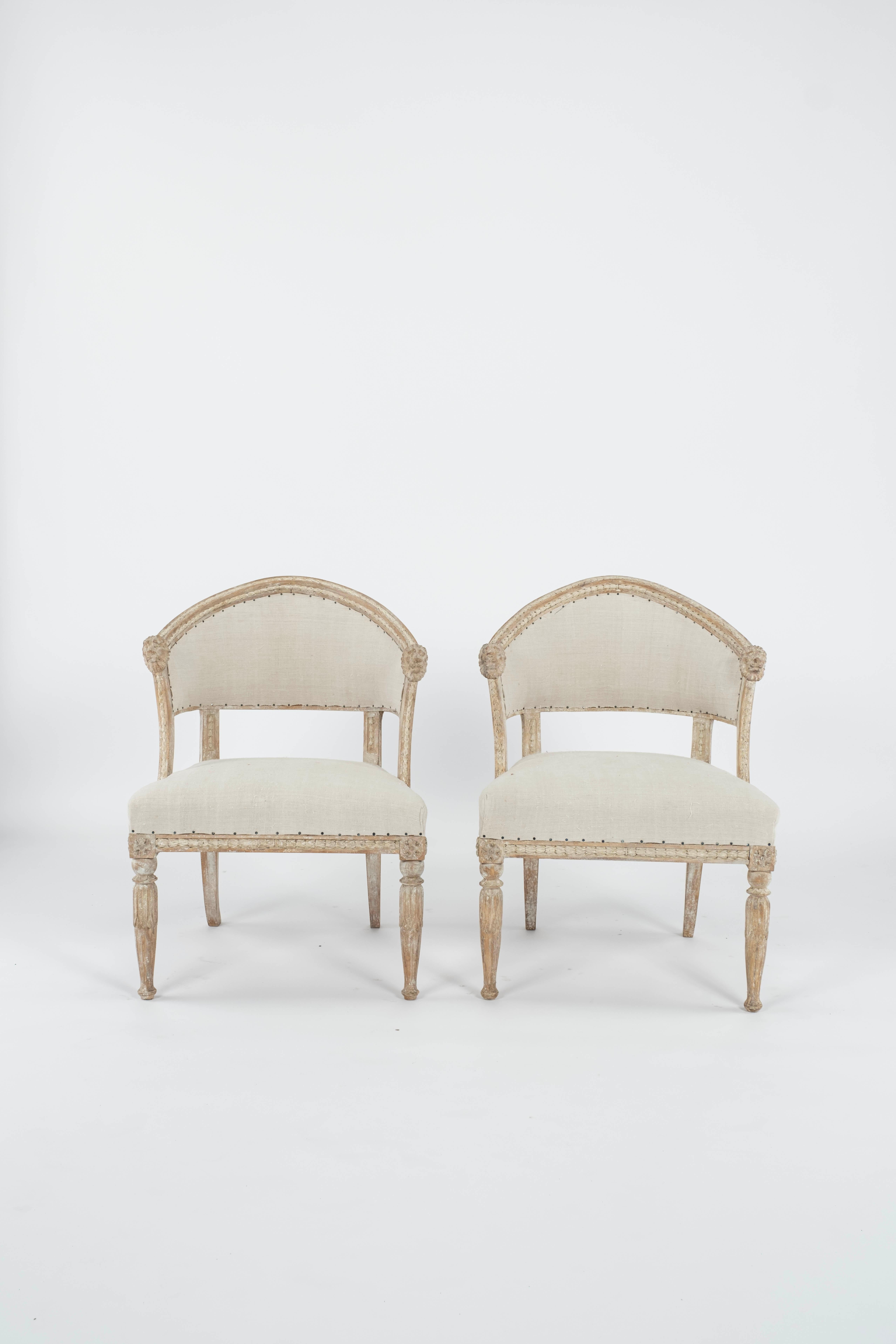 19th Century Pair of 19th C. Swedish Gustavian Barrel Back Chairs For Sale
