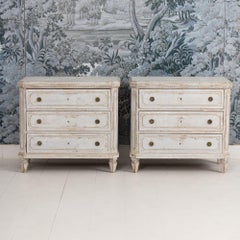 Pair of 19th c. Swedish Gustavian Painted Bedside Commodes
