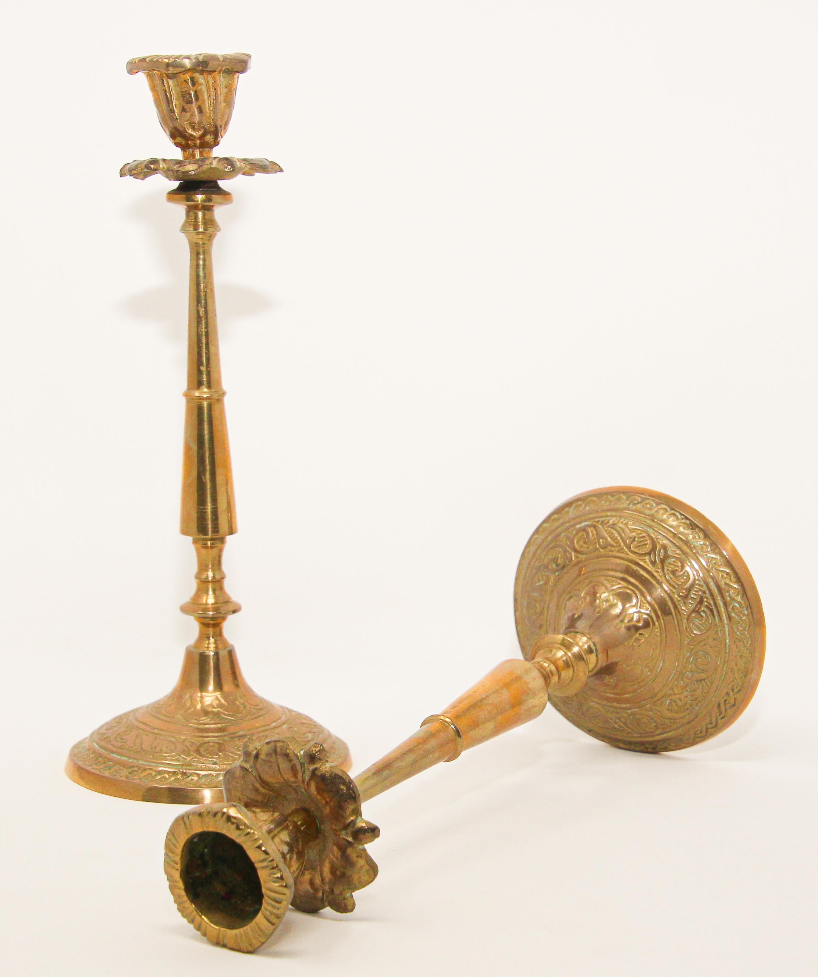Pair of 19th Century Victorian Brass Candlesticks 5