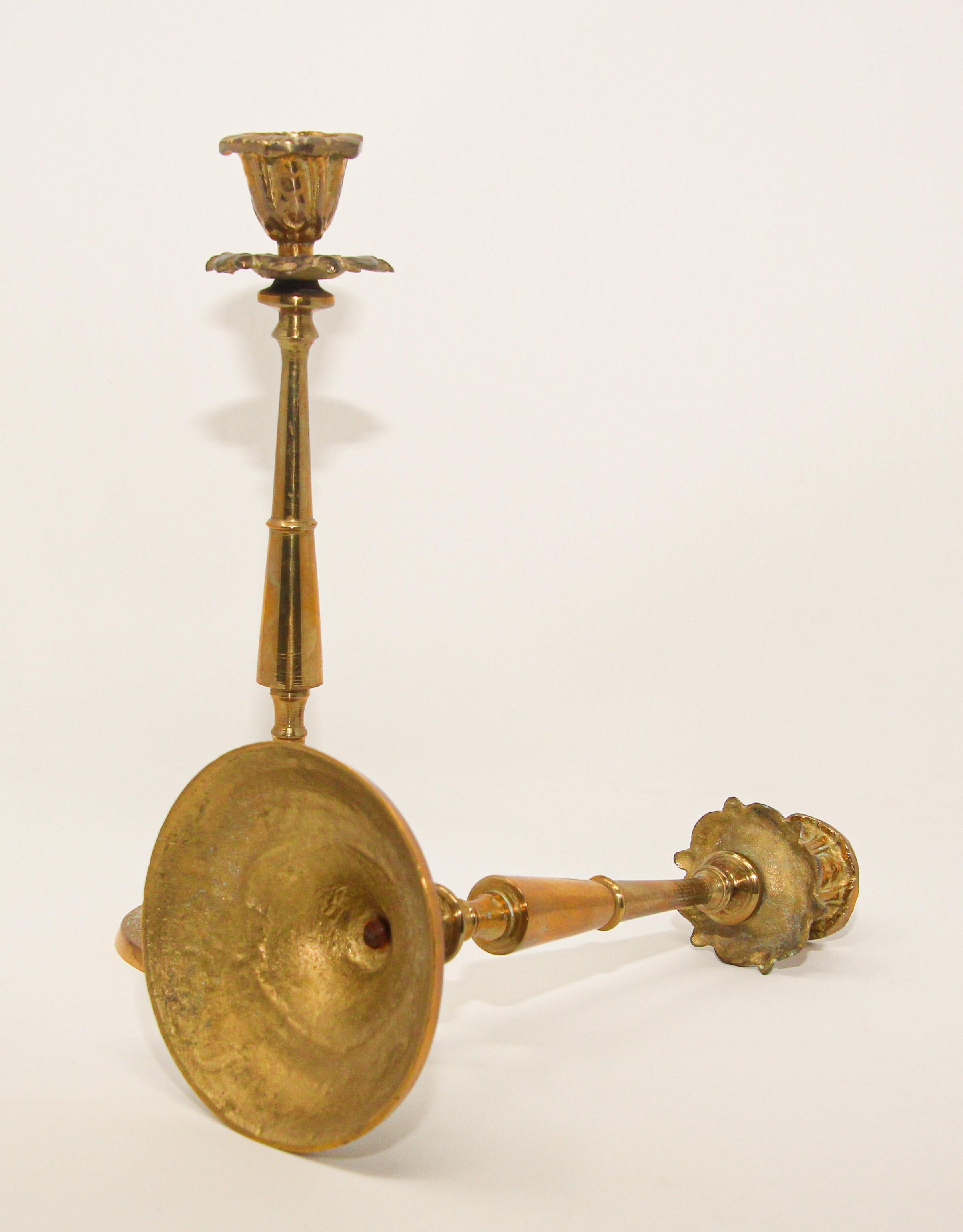 Pair of 19th Century Victorian Brass Candlesticks 6