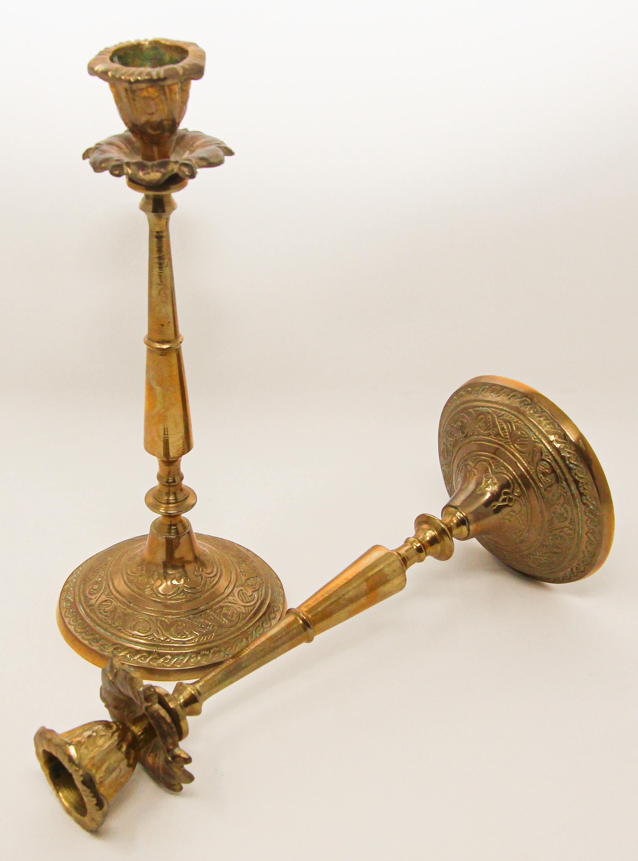 Pair of 19th Century Victorian Brass Candlesticks 2