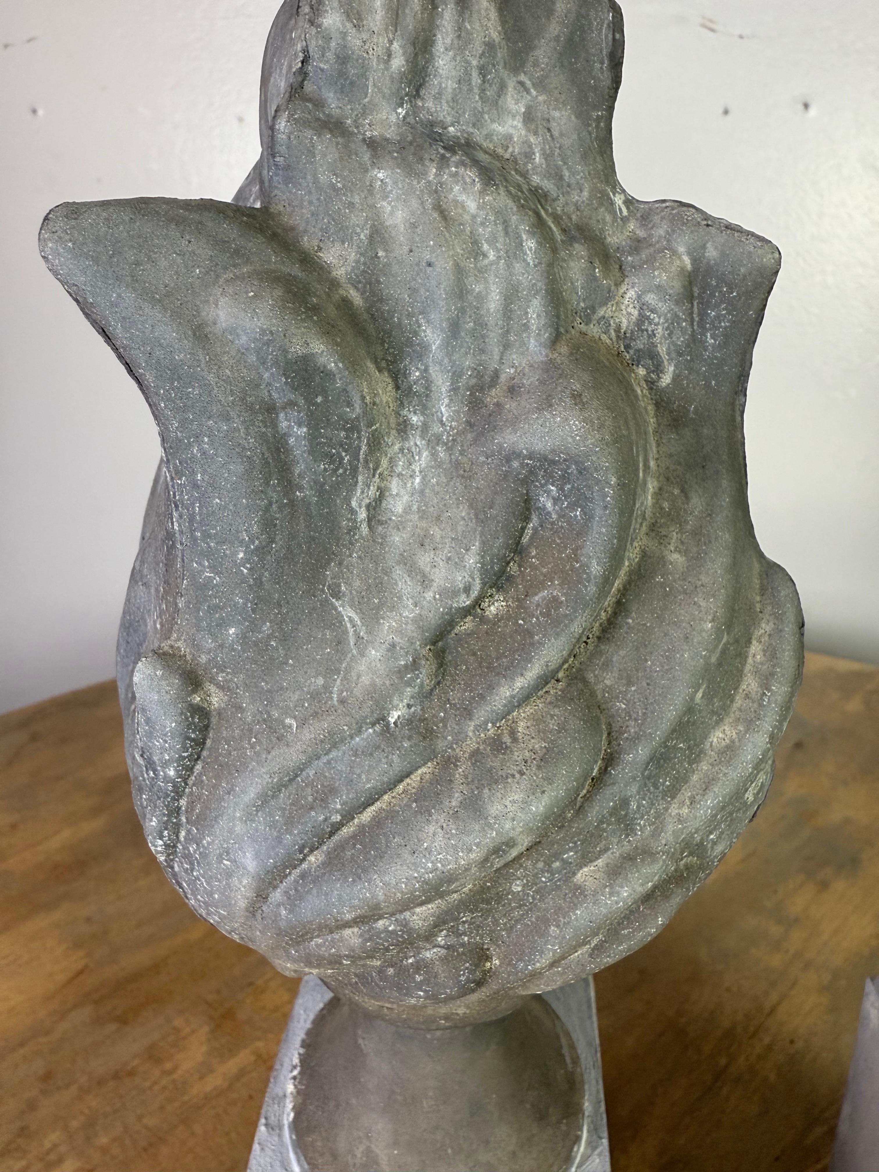 19th Century Pair of 19th C. Zinc Flames on Wood Bases For Sale