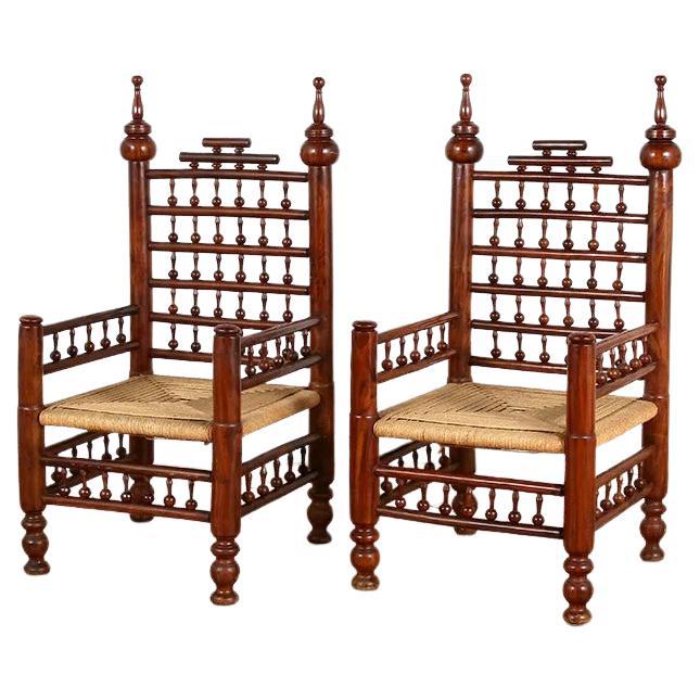 Pair of 19th Cen. French Spool-Turned Armchairs