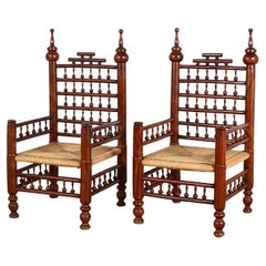 Pair of 19th Cen. French Spool-Turned Armchairs