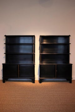 Pair of 19th Century Ebonized Bookcases