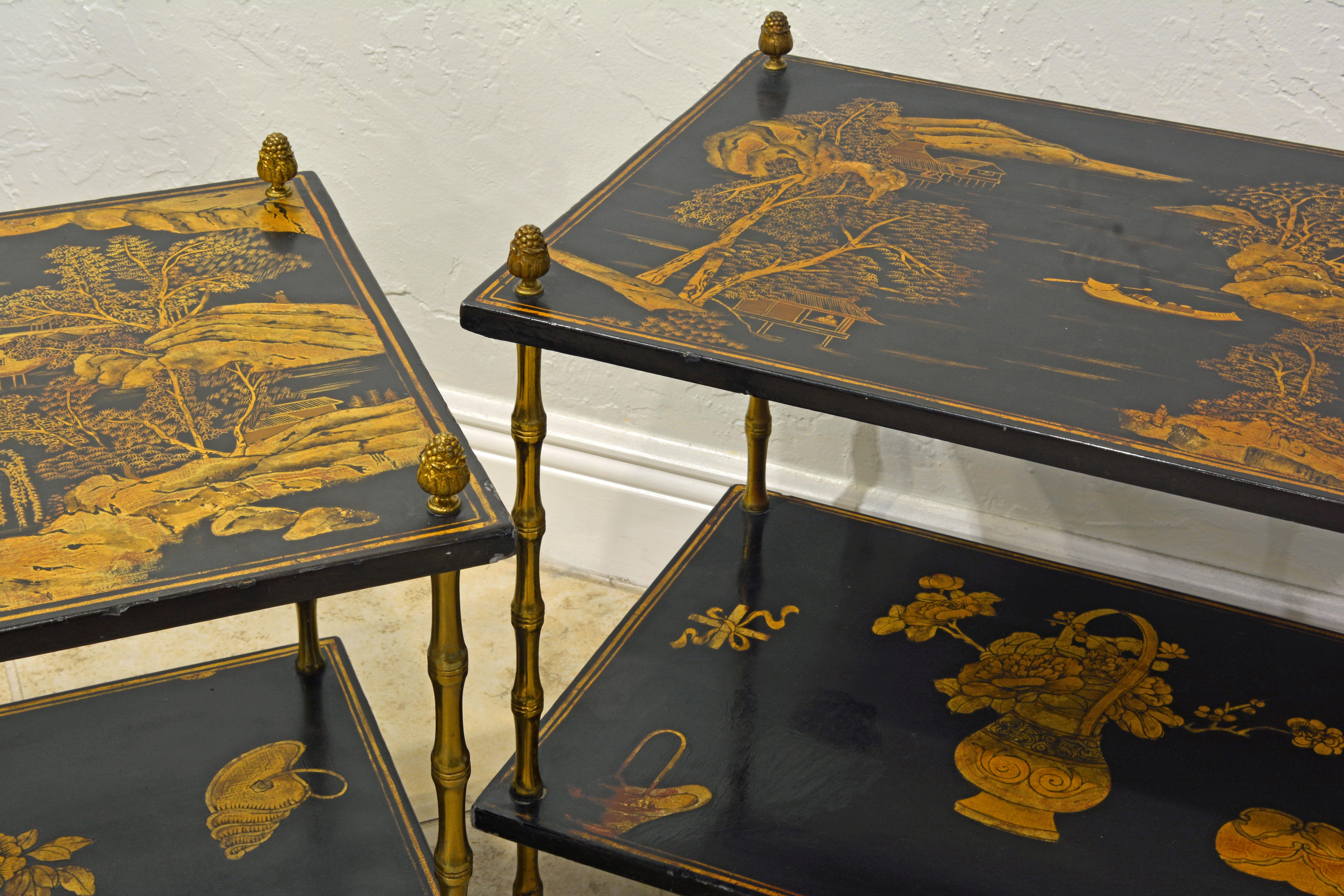 Pair of 19th Century English Aesthetic Movement Chinoiserie Two Tier Side Tables In Good Condition In Ft. Lauderdale, FL
