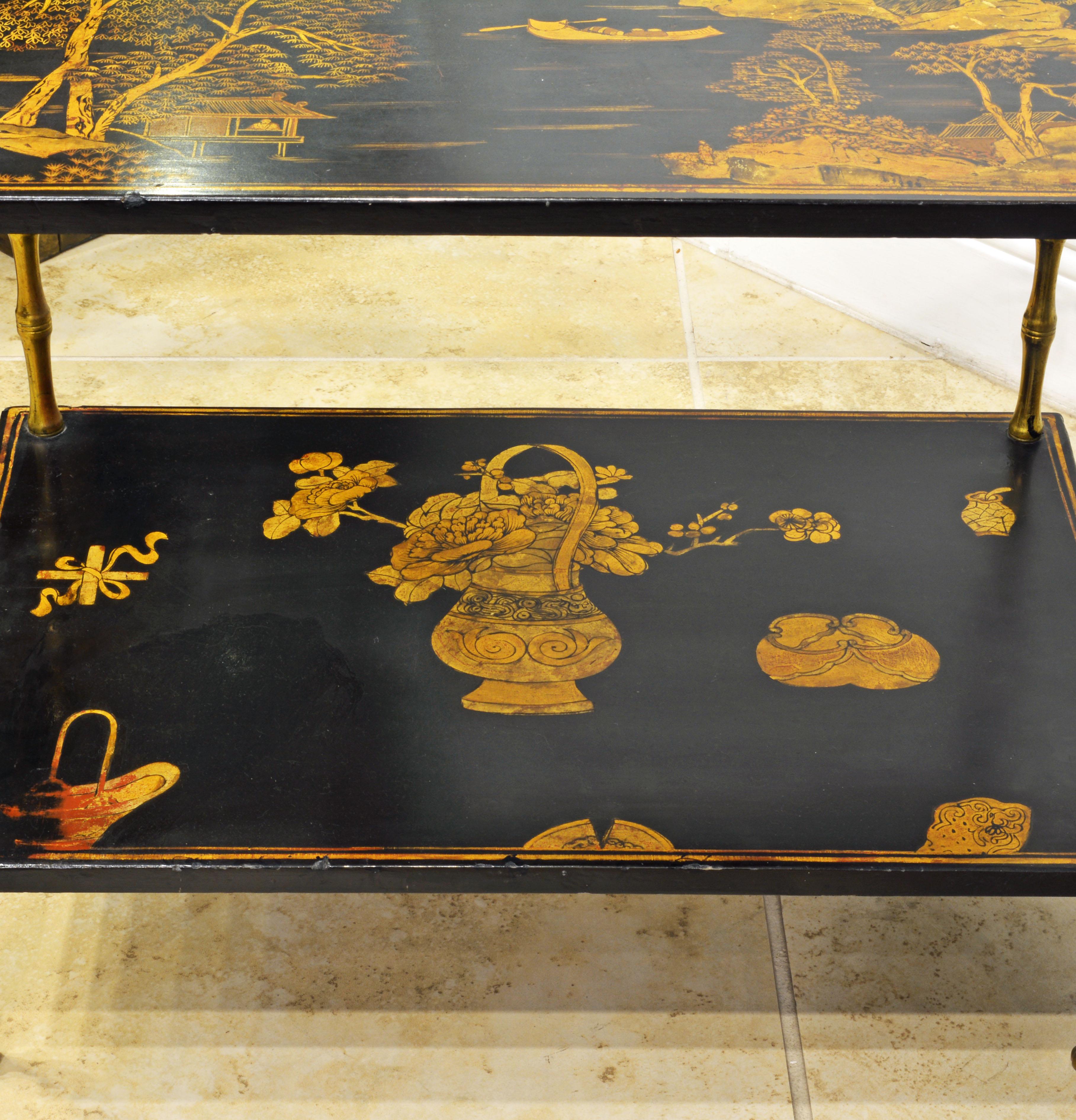 Pair of 19th Century English Aesthetic Movement Chinoiserie Two Tier Side Tables 1