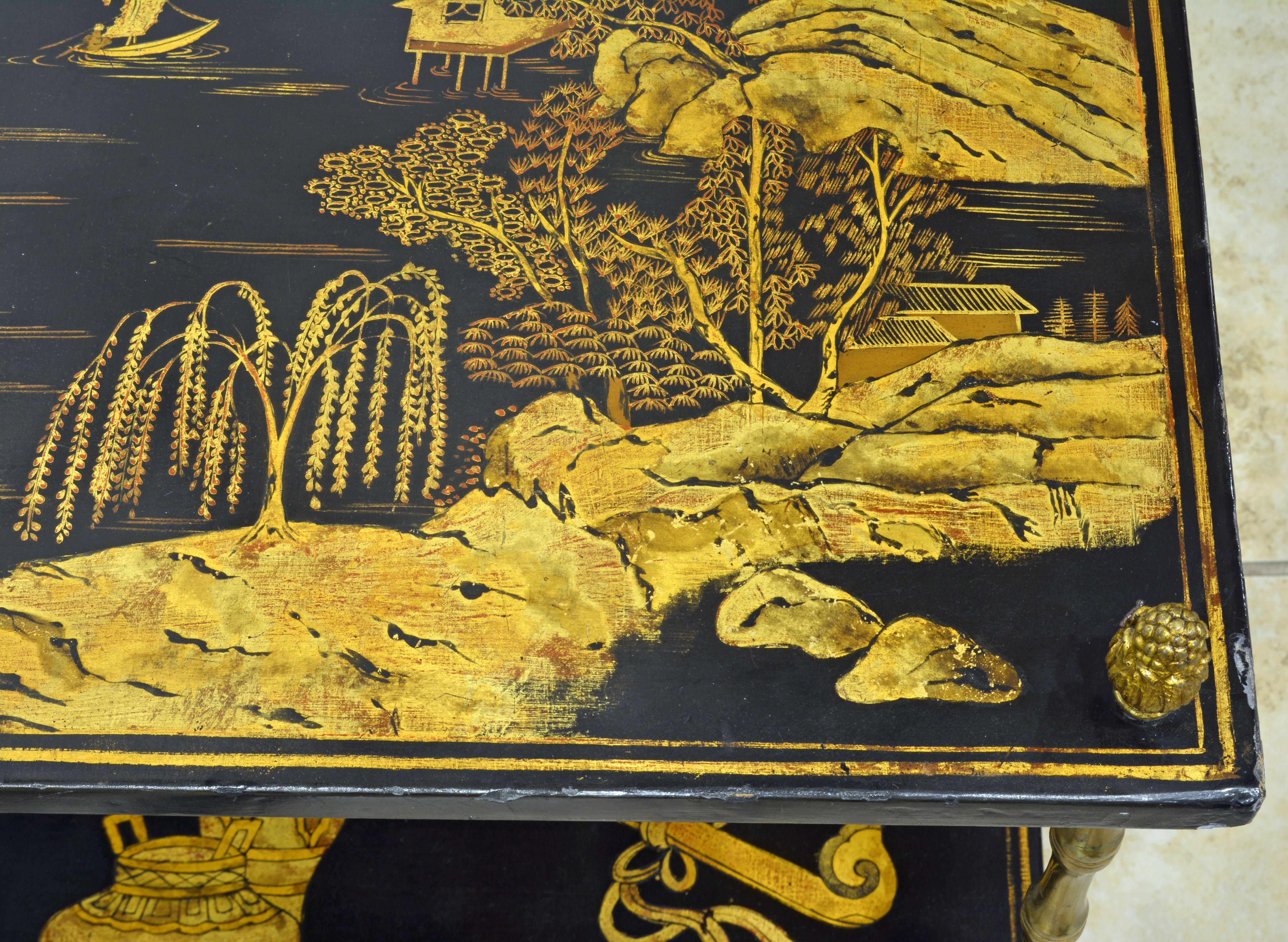 Pair of 19th Century English Aesthetic Movement Chinoiserie Two Tier Side Tables 2