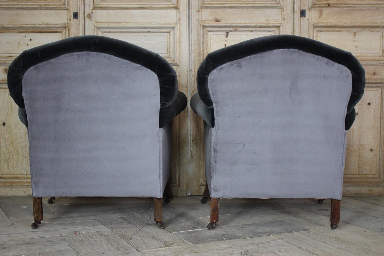 Pair of 19th Century English Armchairs in Velvet 6