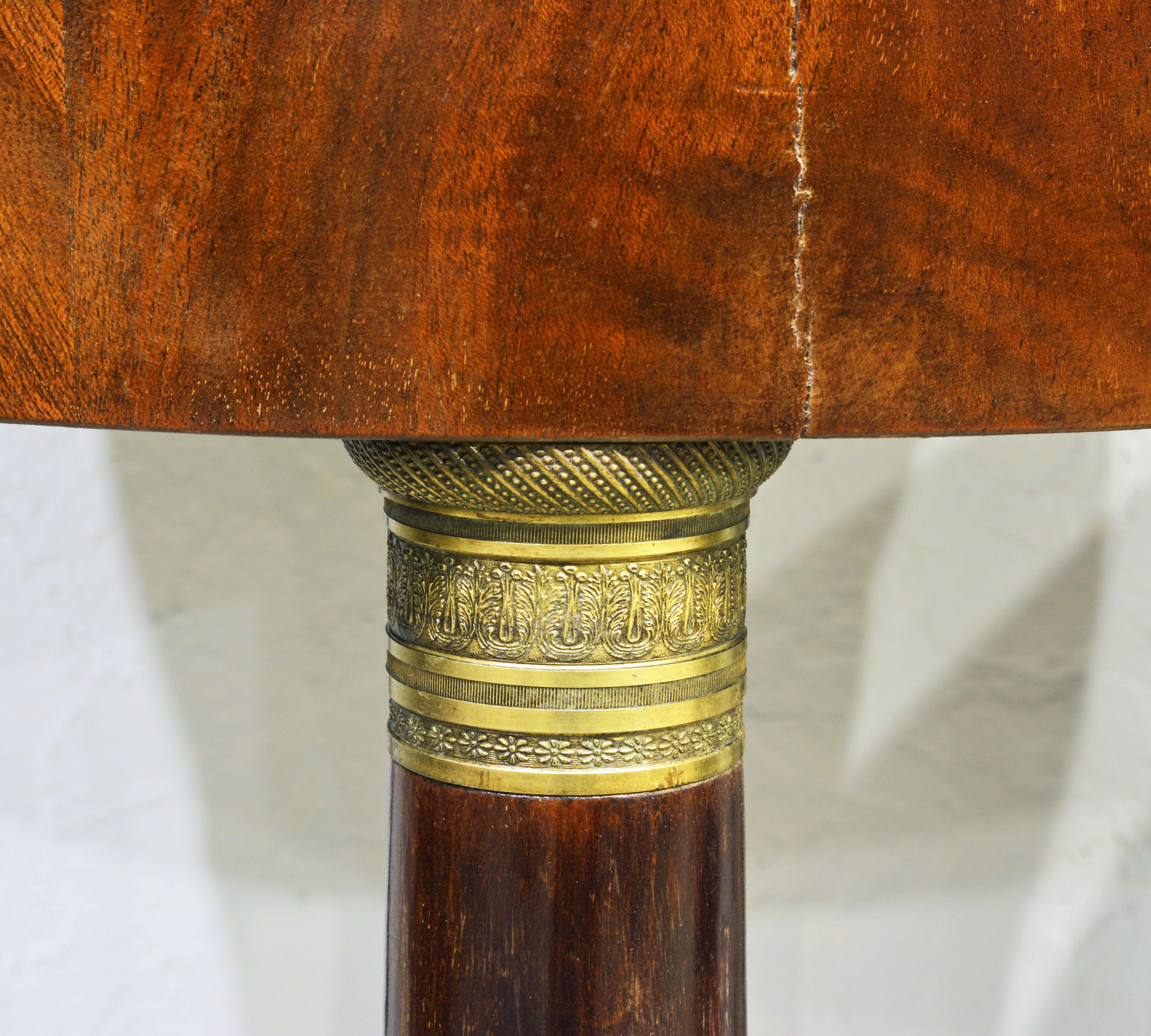 Pair of 19th Century Empire Style Gilt Bronze Mounted Marble-Top End Tables 1