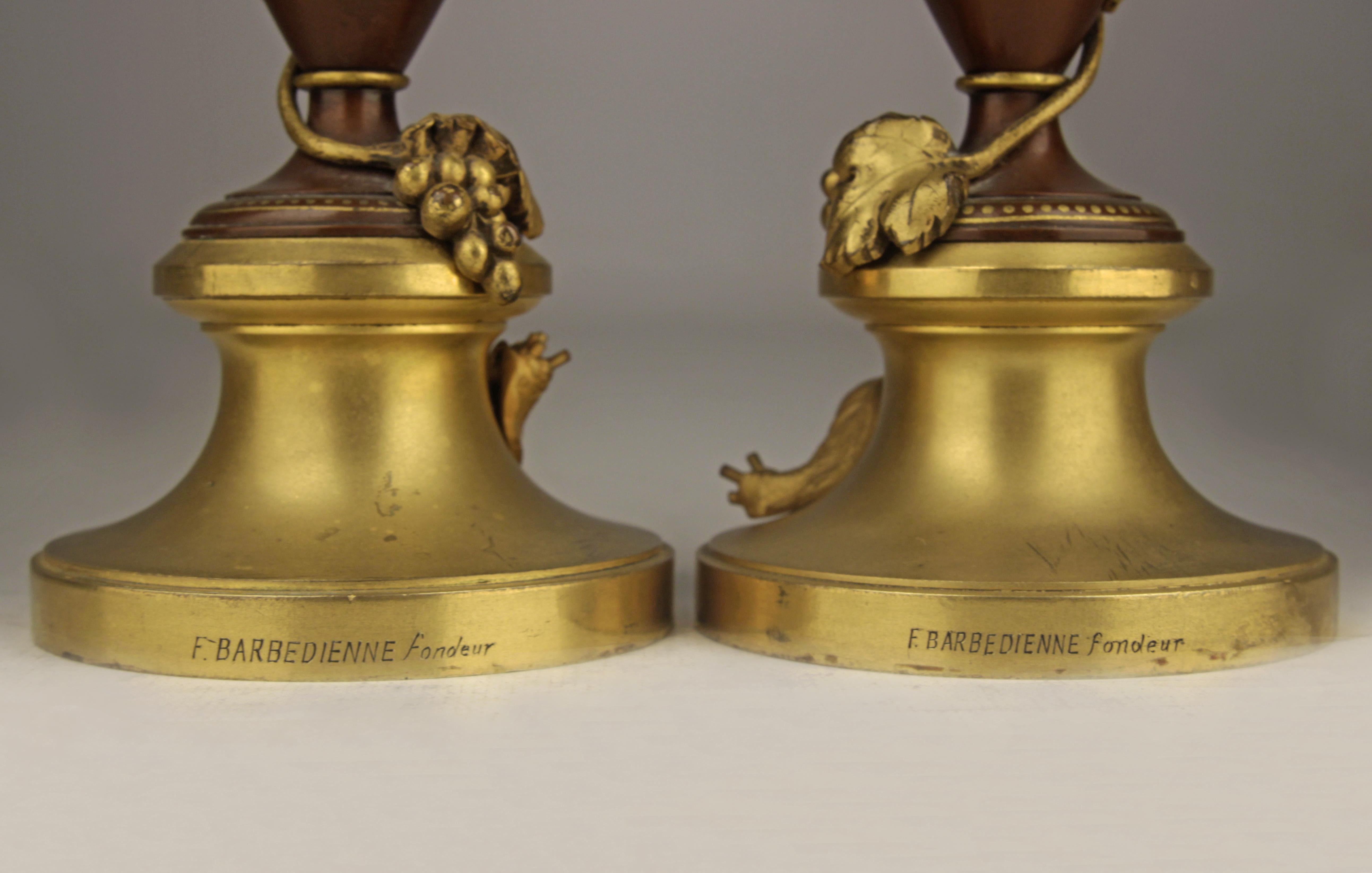 Pair of 19th Century/2nd Empire Bronze Decorative Amphorae by F. Barbedienne For Sale 5