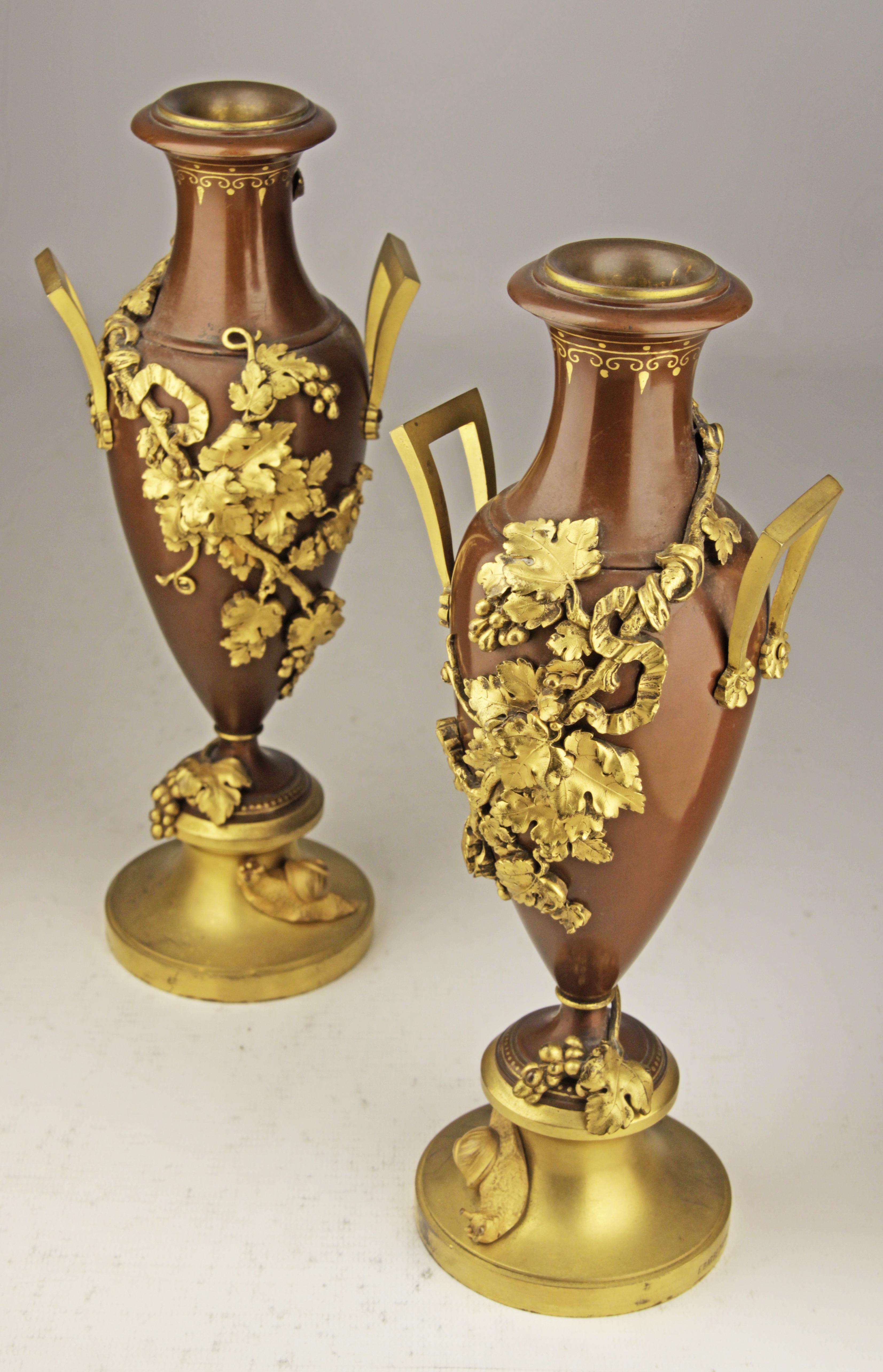 Pair of 19th Century/2nd Empire Bronze Decorative Amphorae by F. Barbedienne For Sale 6