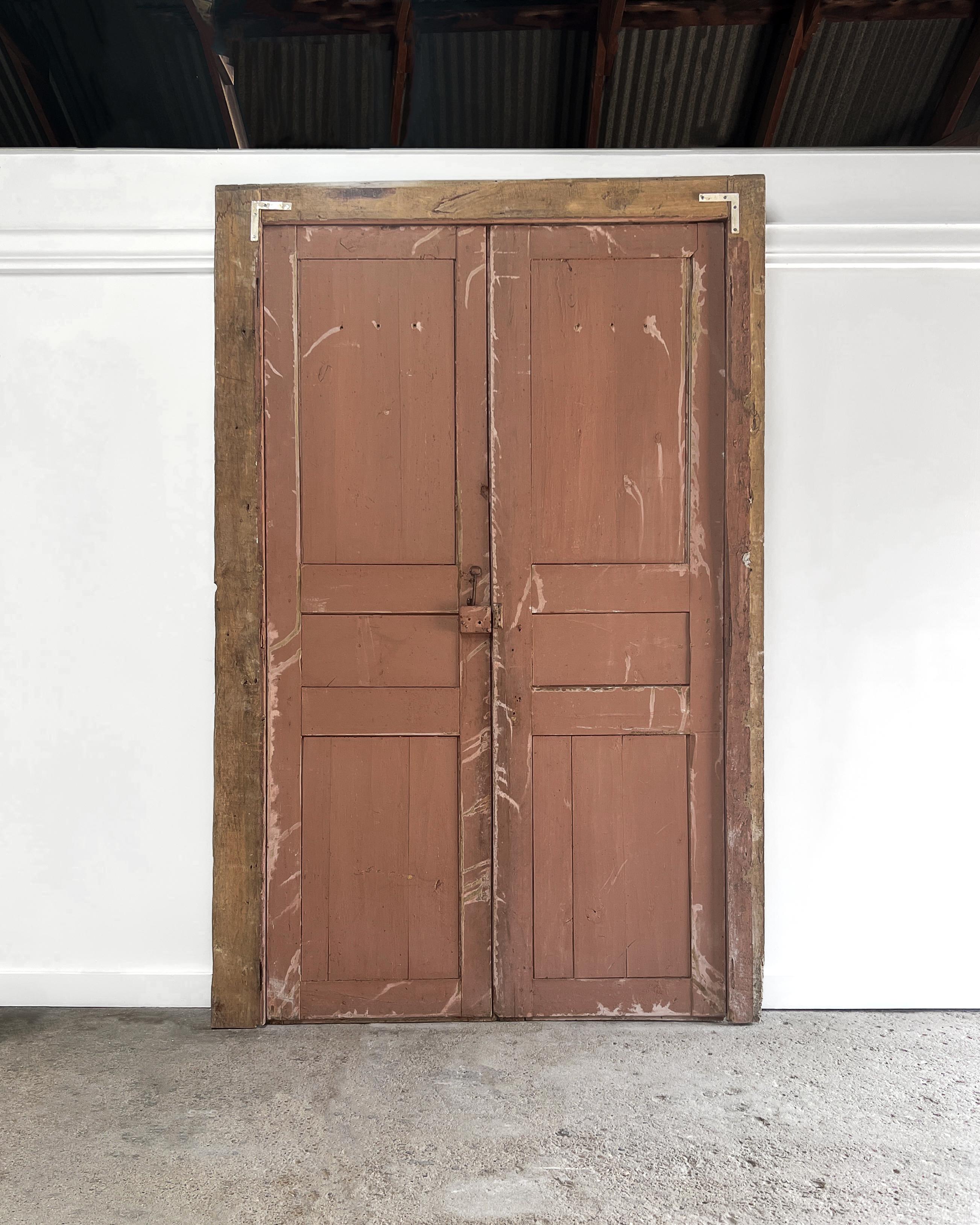 Pair of 19th Century 3 Panel French Doors in Casing 6