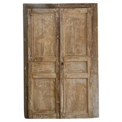 Pair of 19th Century 3 Panel French Doors in Casing